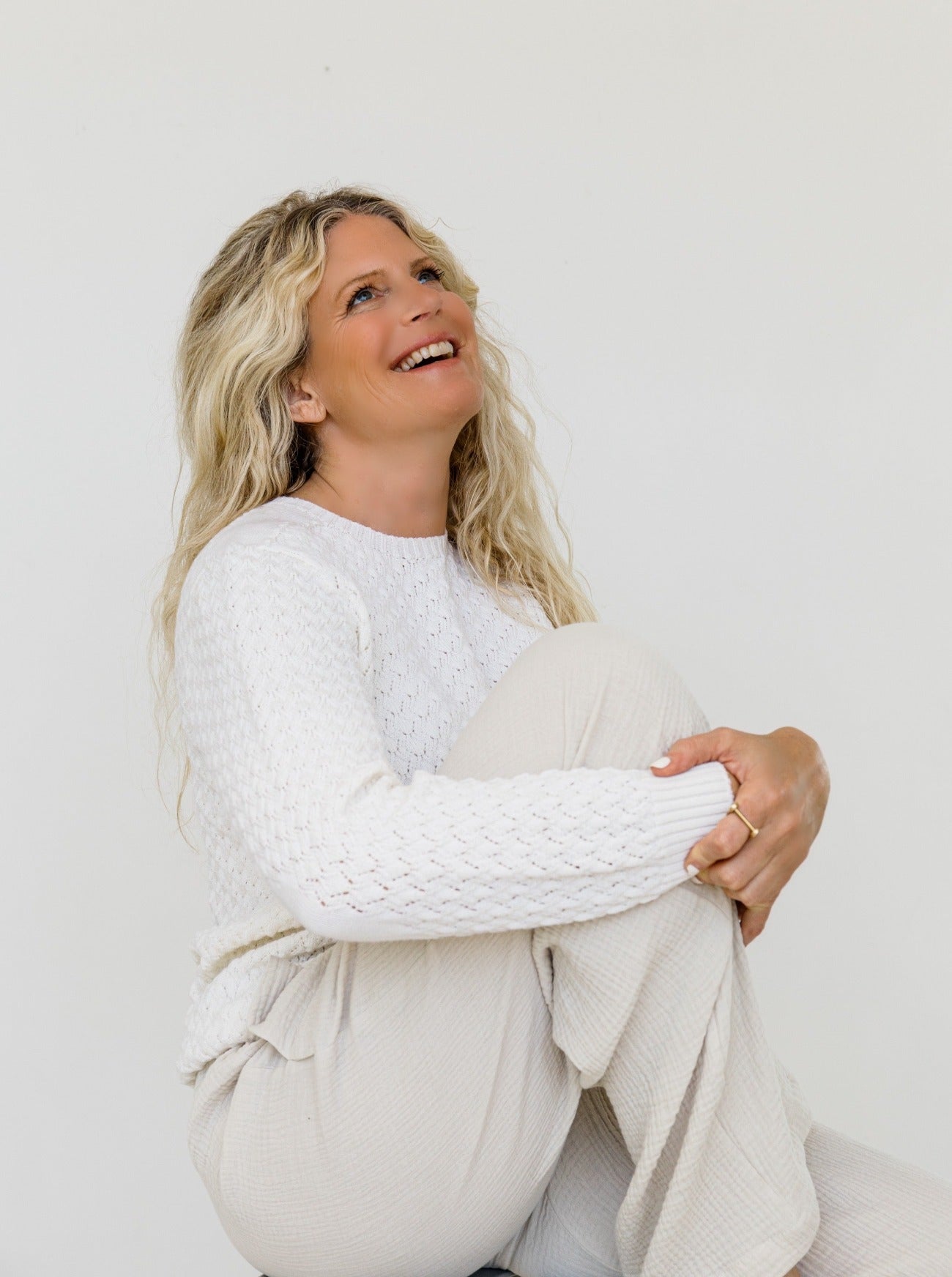 simone pointelle sweater in pearl