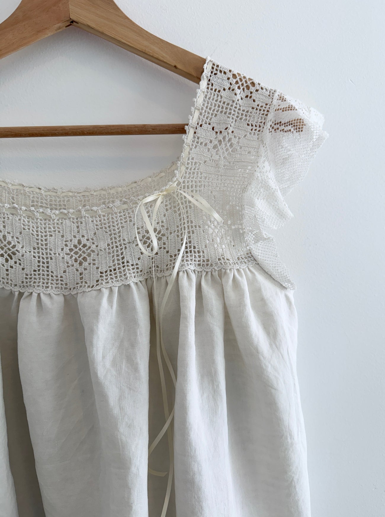 Crochet top with ribbon detail
