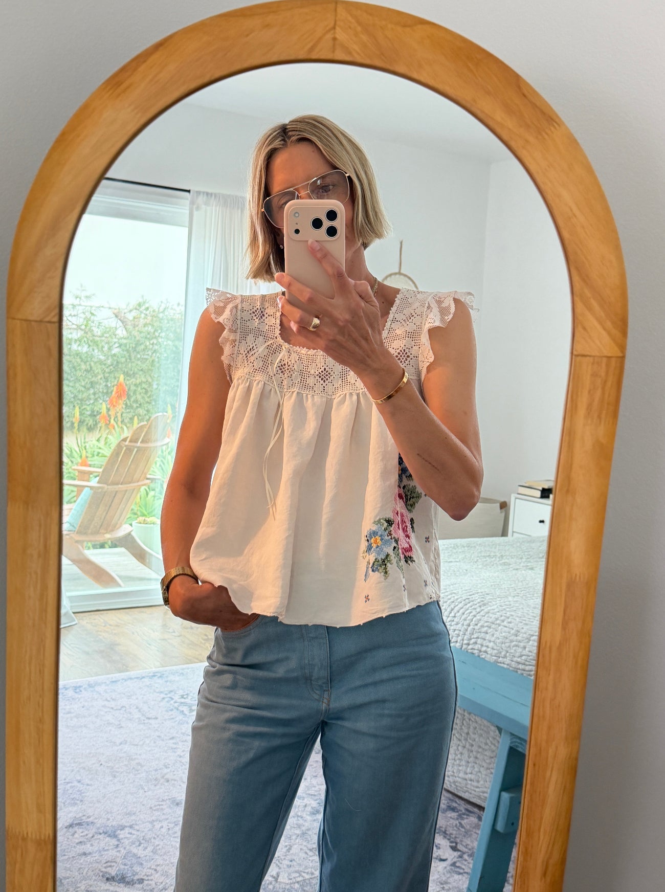 Crochet blouse on woman