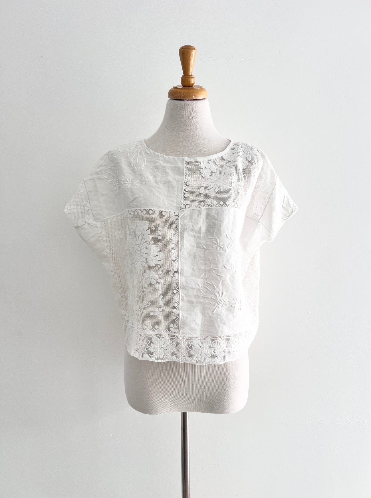 alma antique lace blouse front view