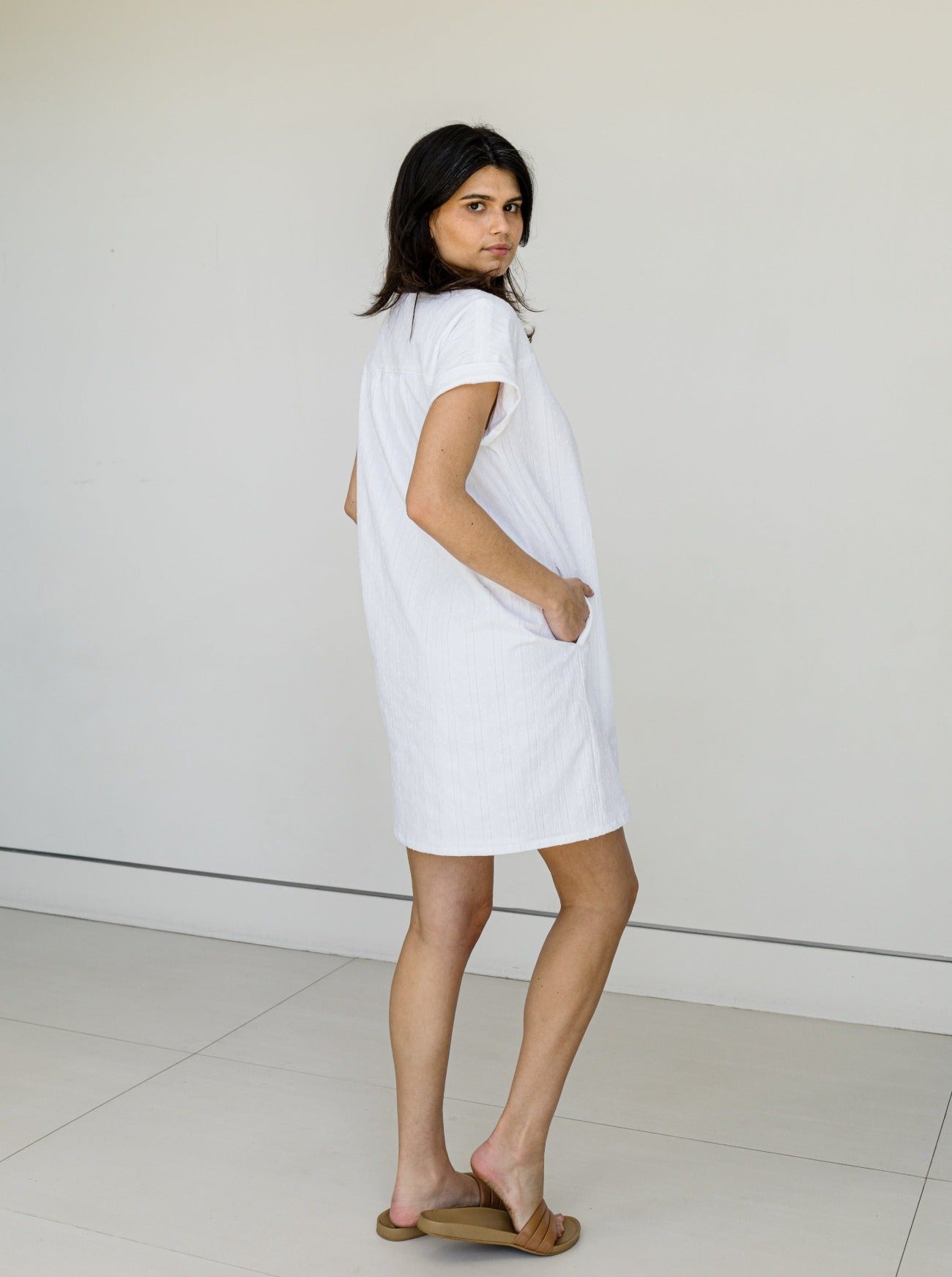 audrey white shift dress back view