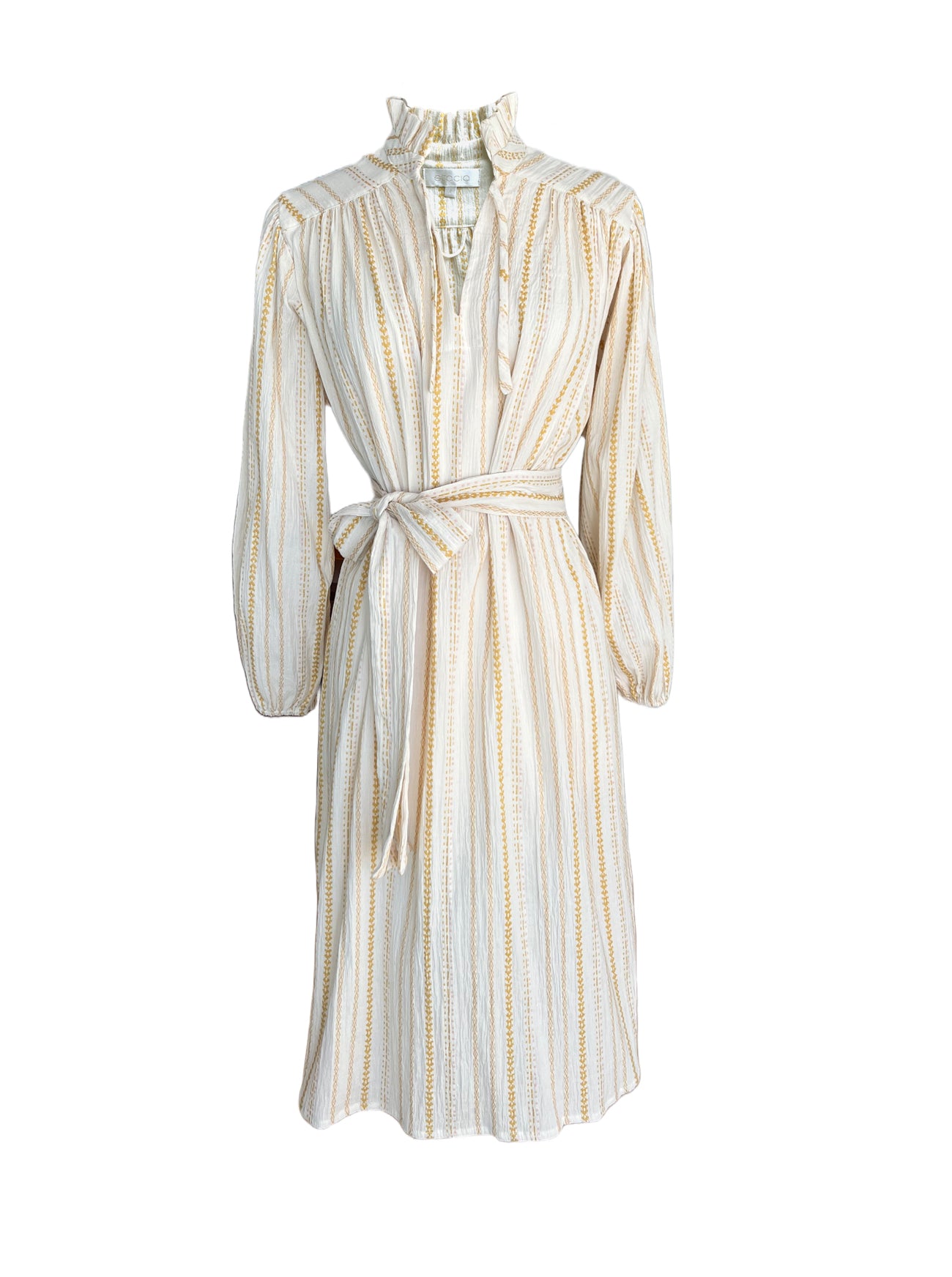 brett goldenrod belted dress