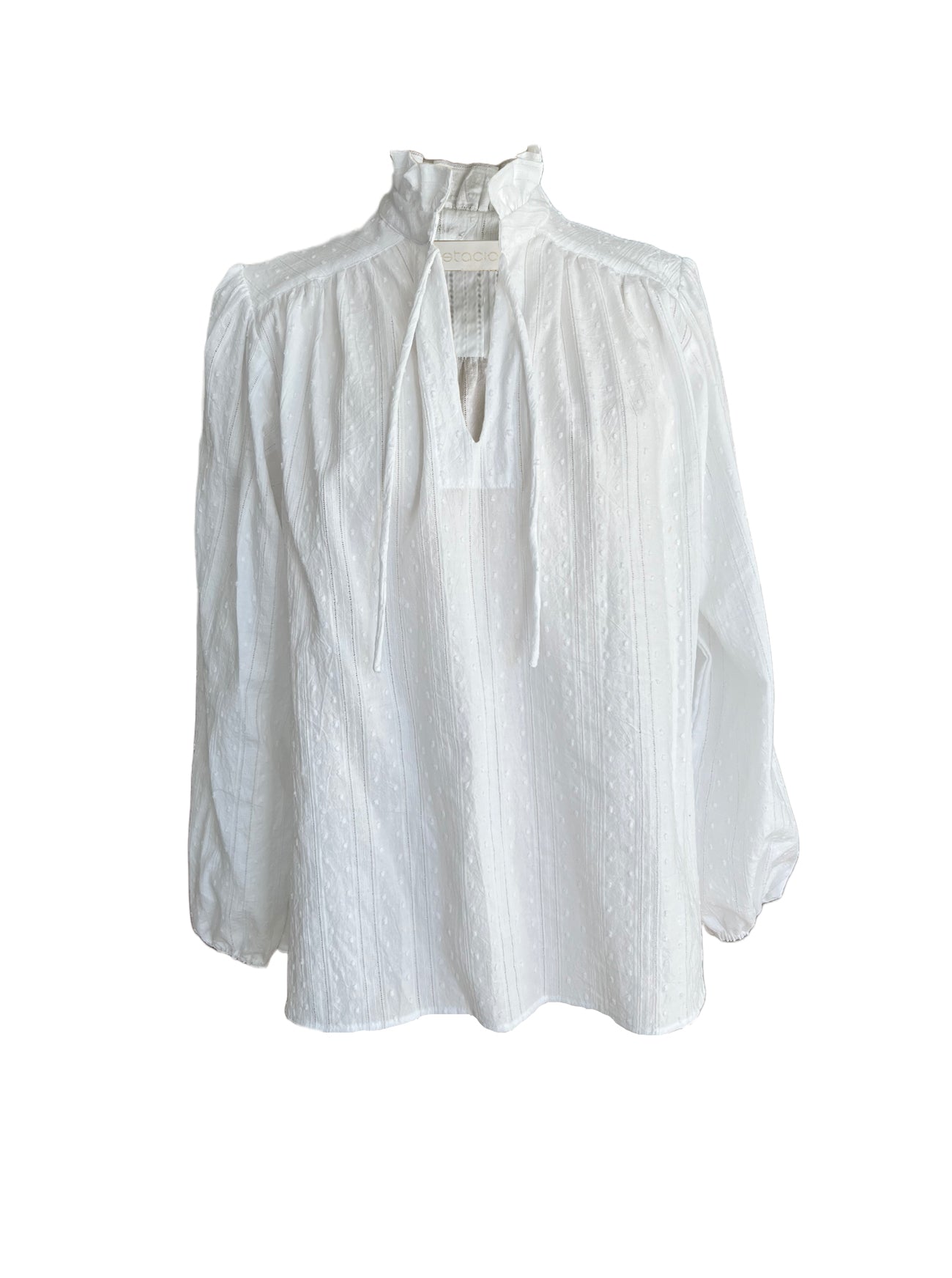 White Swiss Dot Brett Top