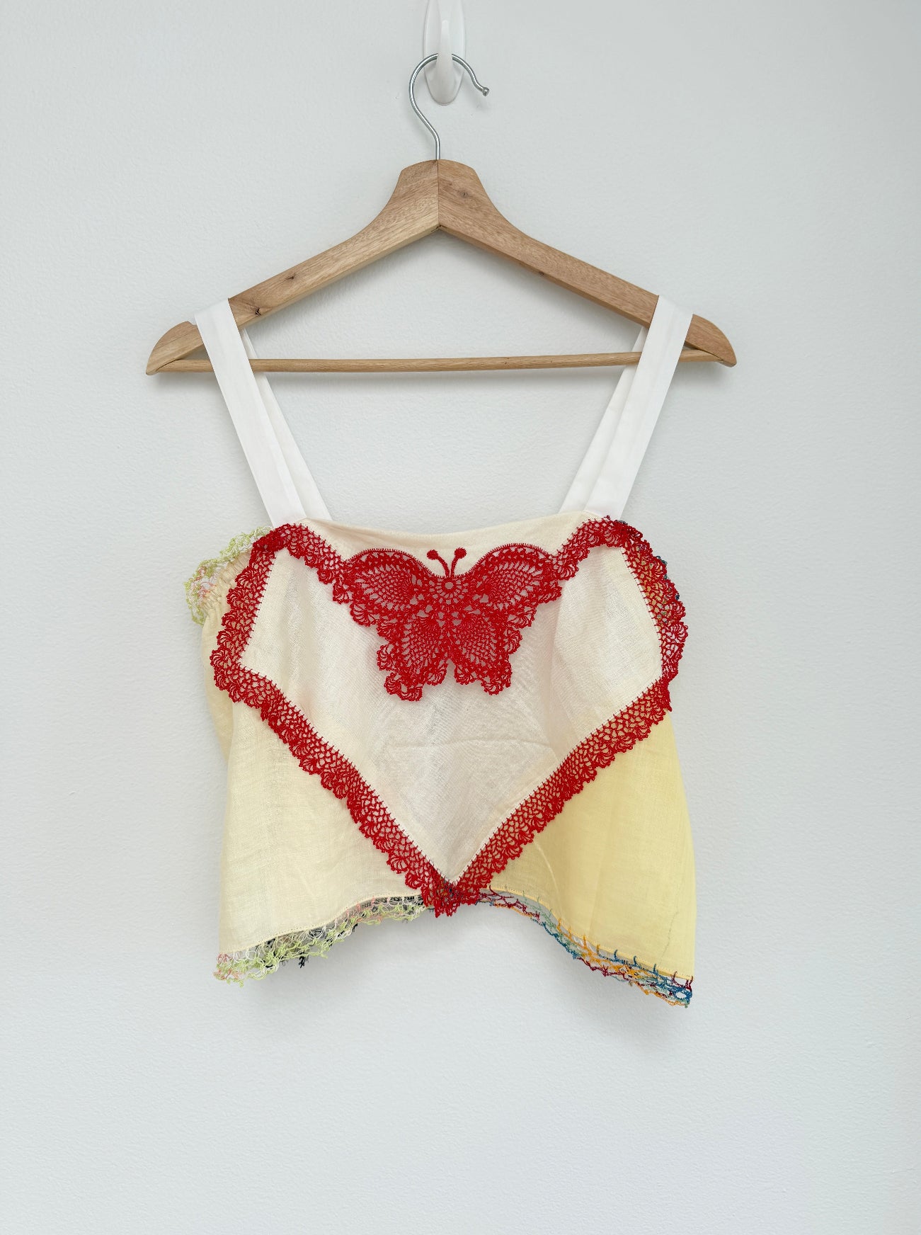 red crochet butterfly handkerchief top
