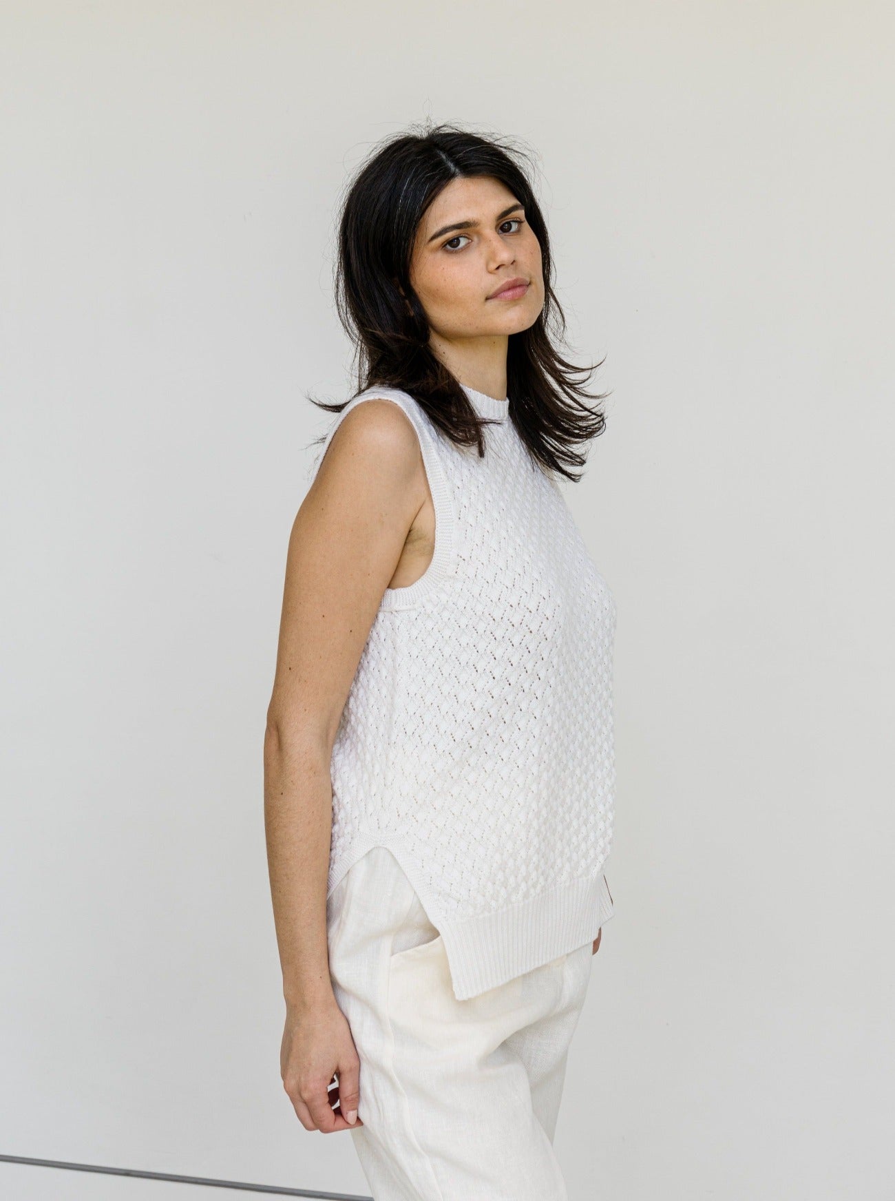 charlotte sleeveless sweater side view