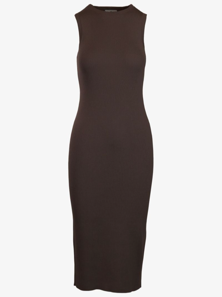 gia driftwood ribbed midi dress