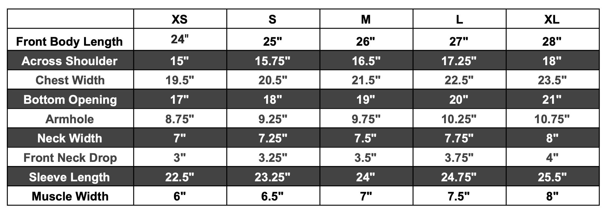 hermosa mens crewneck sweater size chart