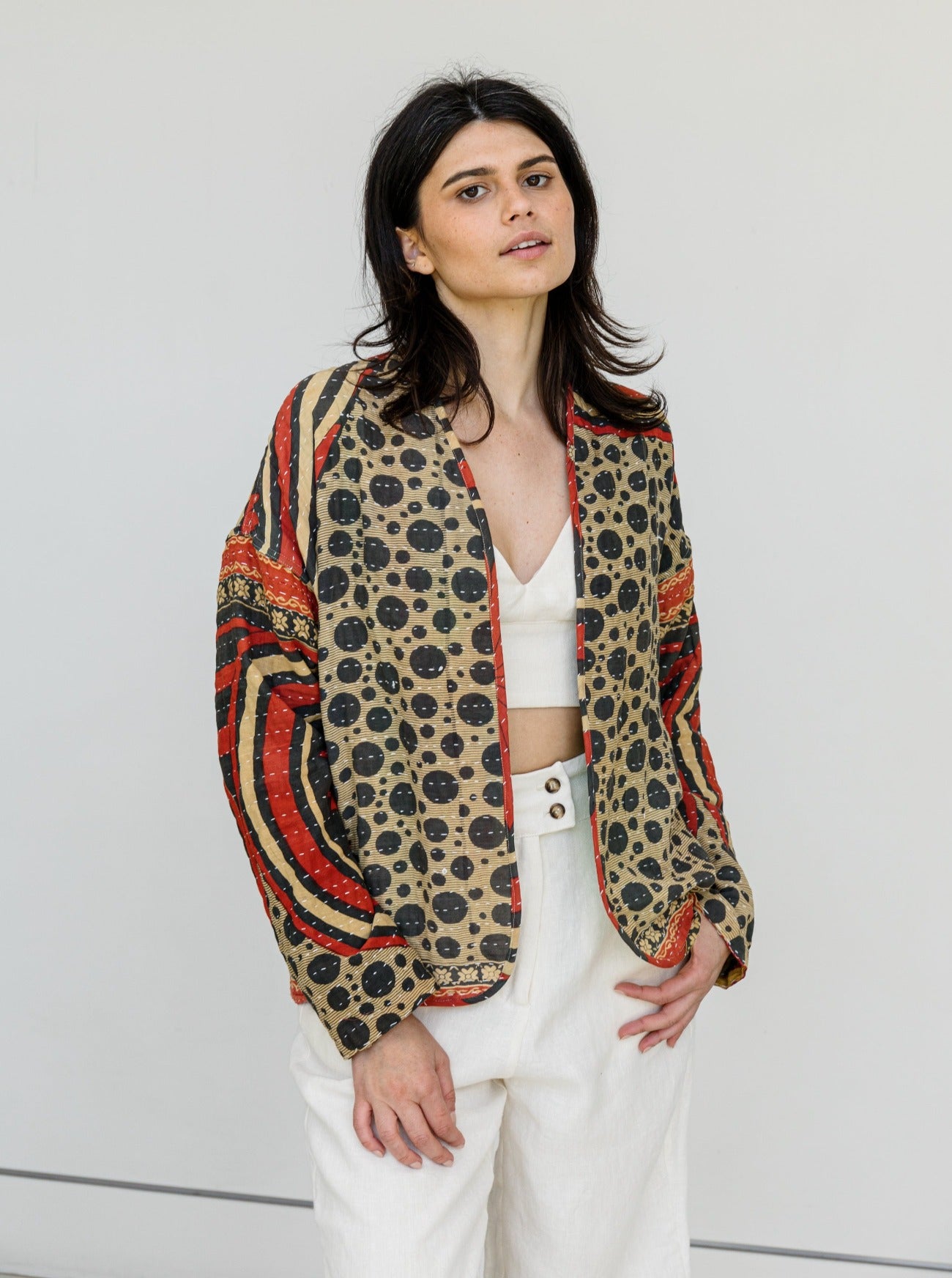 kantha jacket in kelp reversed