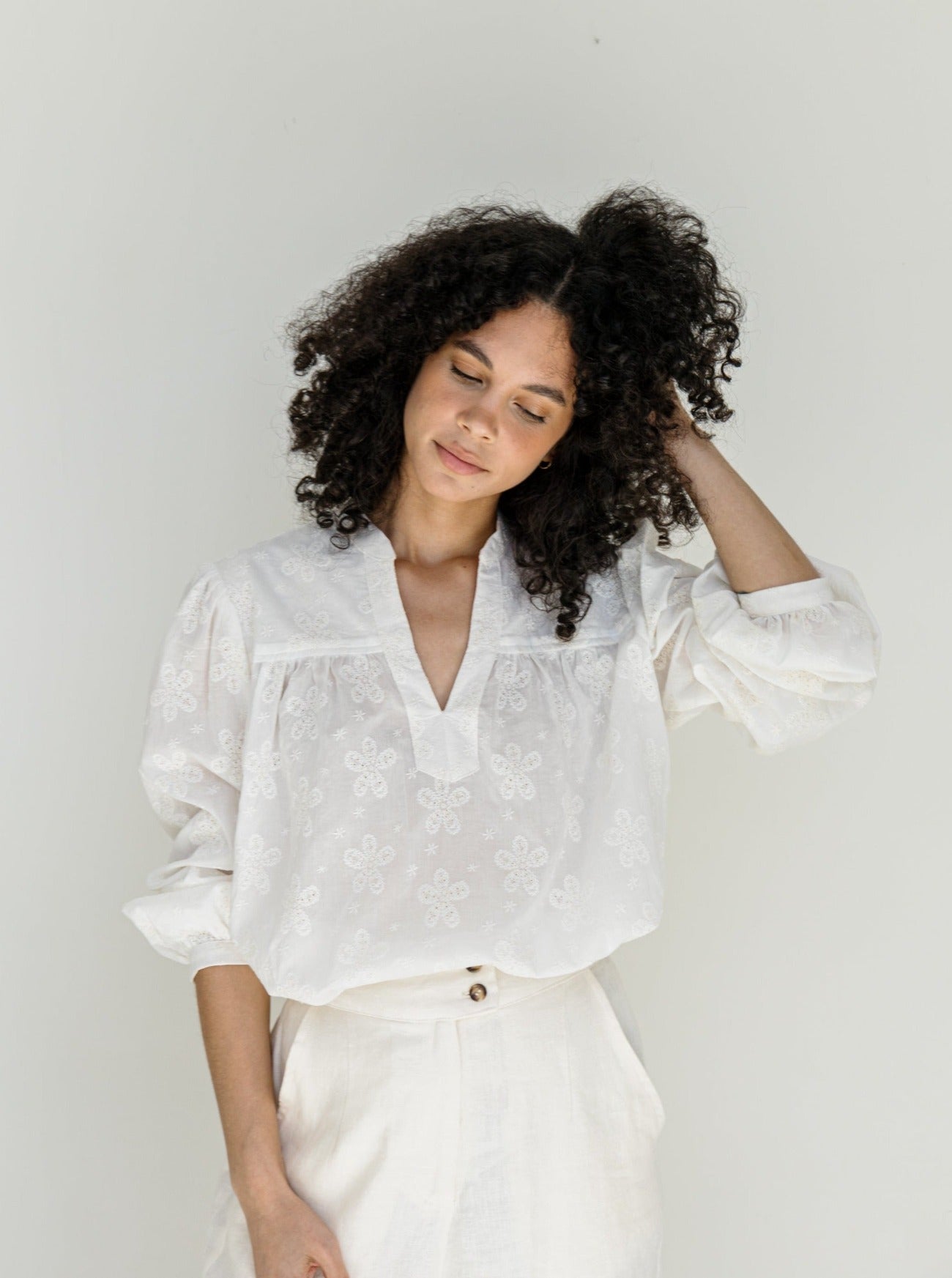 mackenzie embroidered cotton blouse