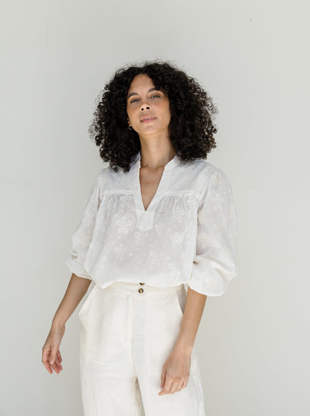 mackenzie embroidered cotton blouse