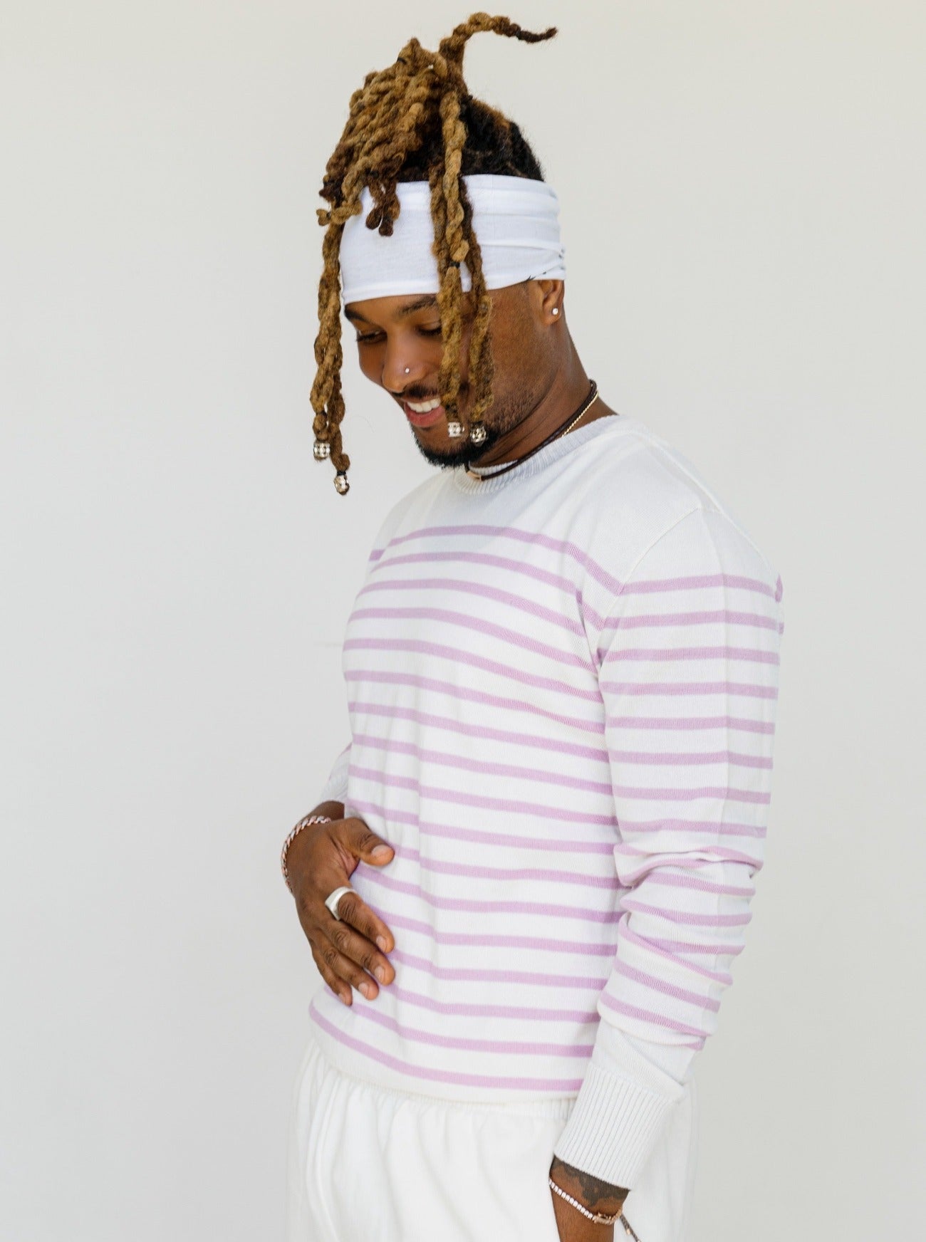 montauk mens breton stripe sweater in orchid