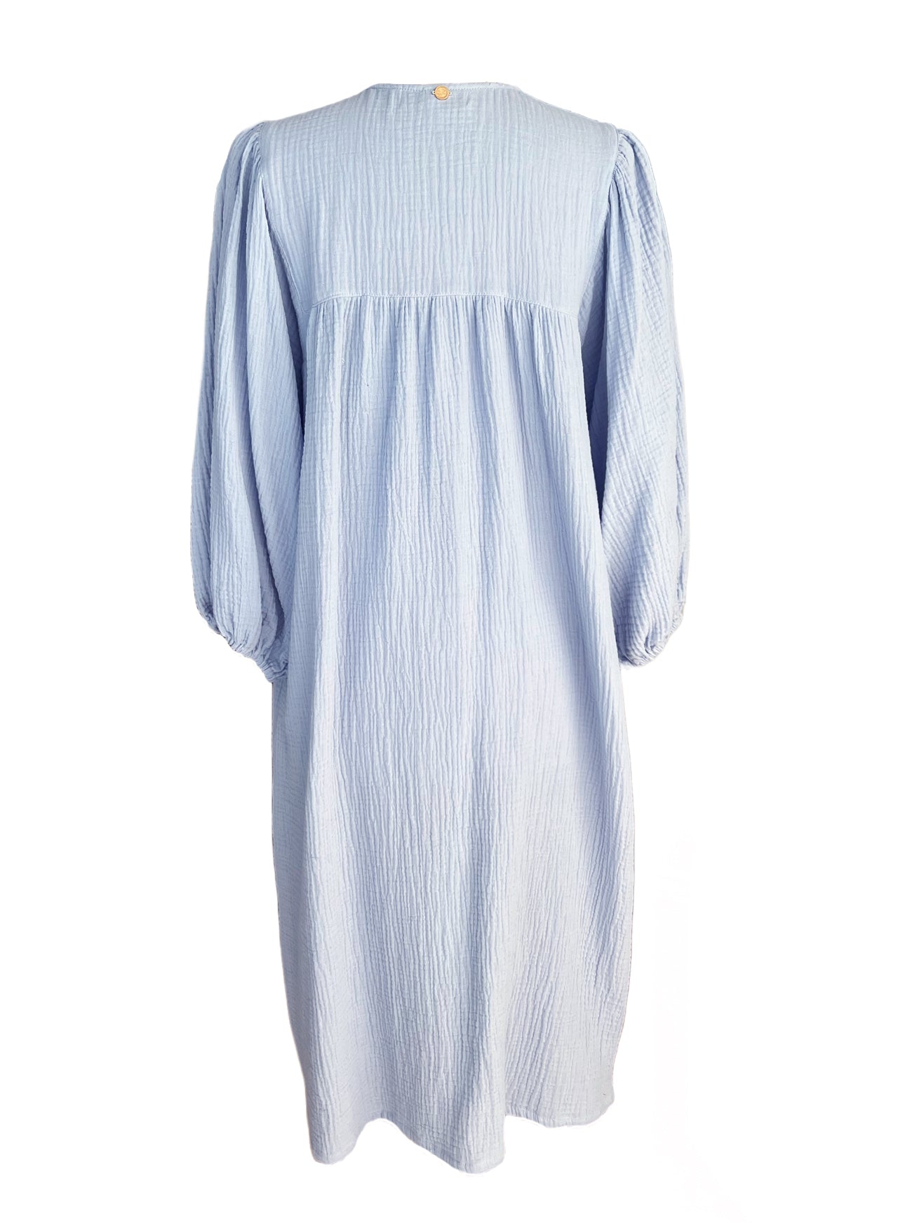 paloma periwinkle gauze dress back view