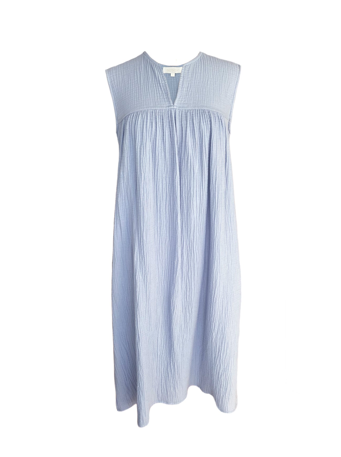 parker periwinkle gauze dress front view