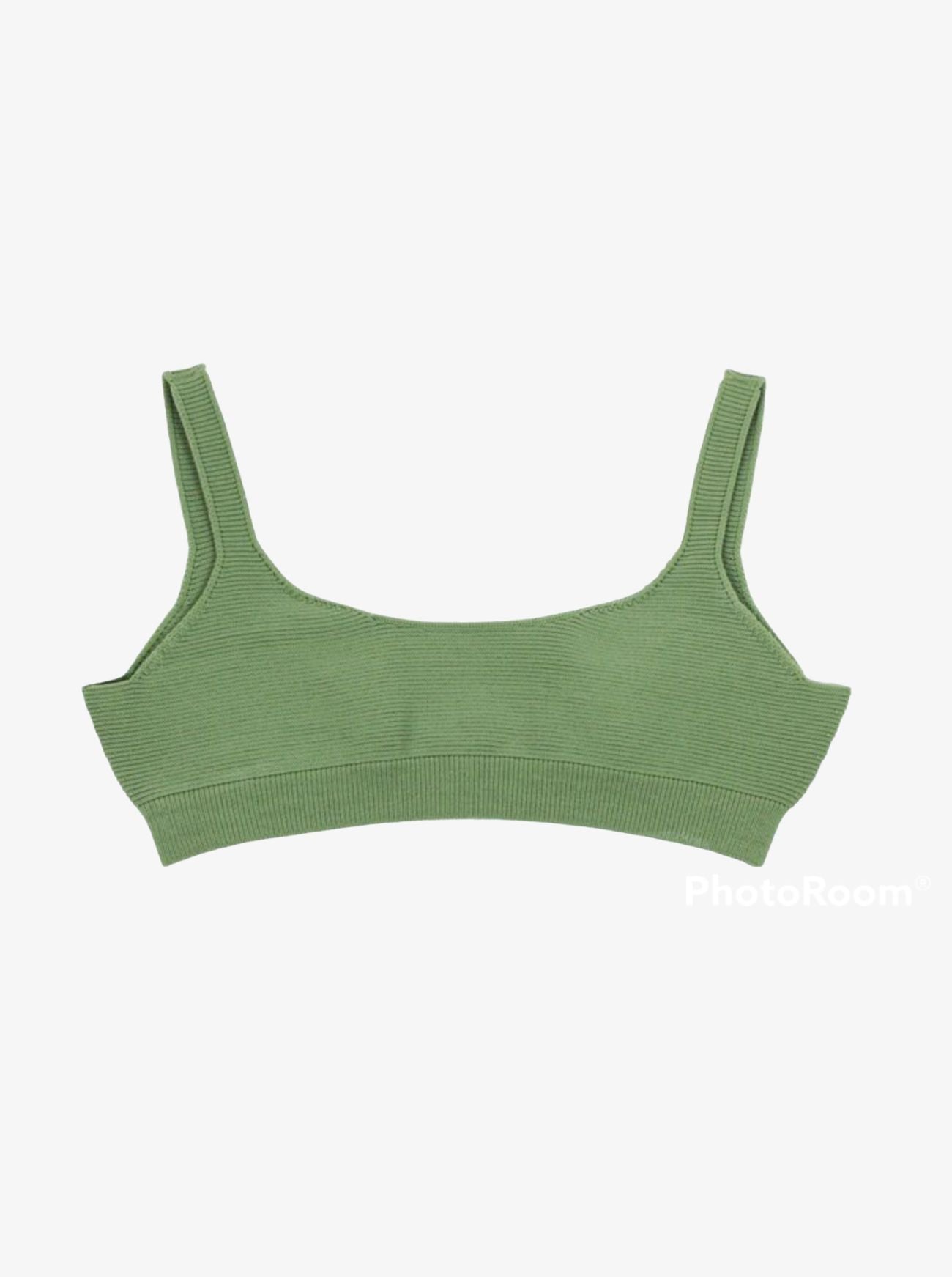 waimea olive scoop neck bikini top flat lay
