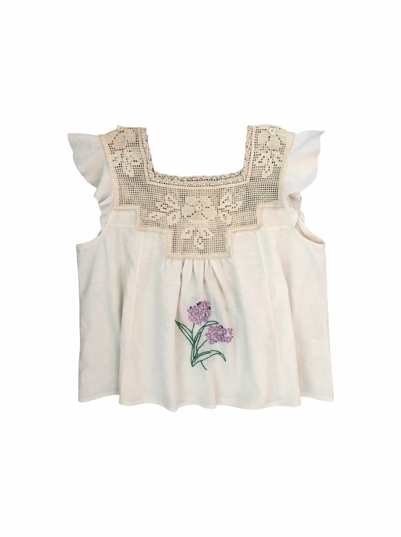 roberta antique crochet tank top flutter sleeves