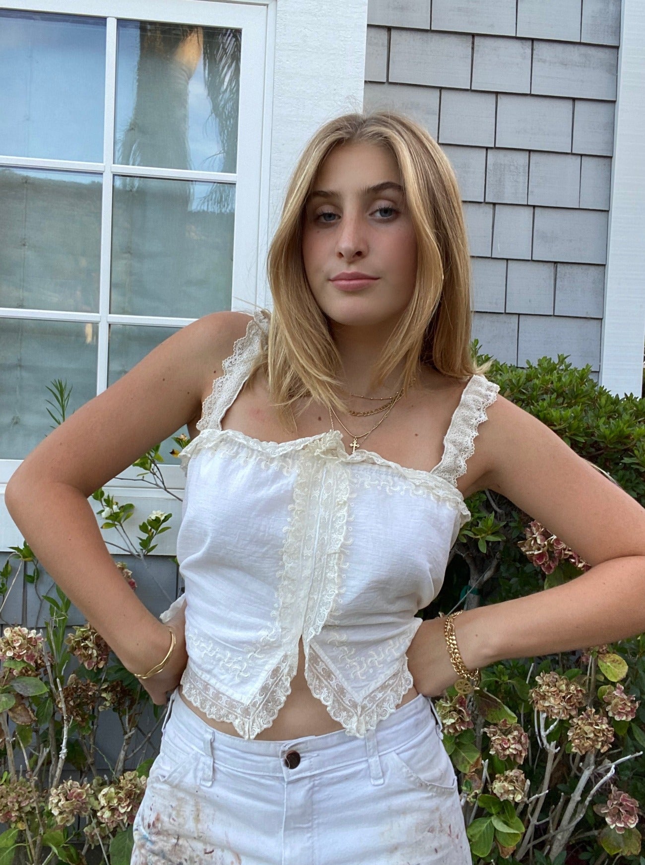 beatrice antique lace boudoir top