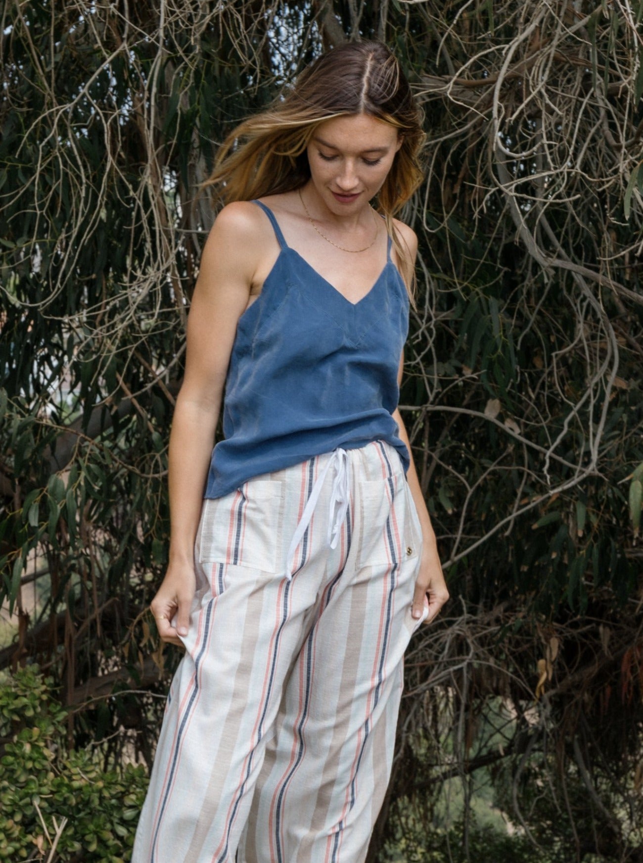 blue cupro cami