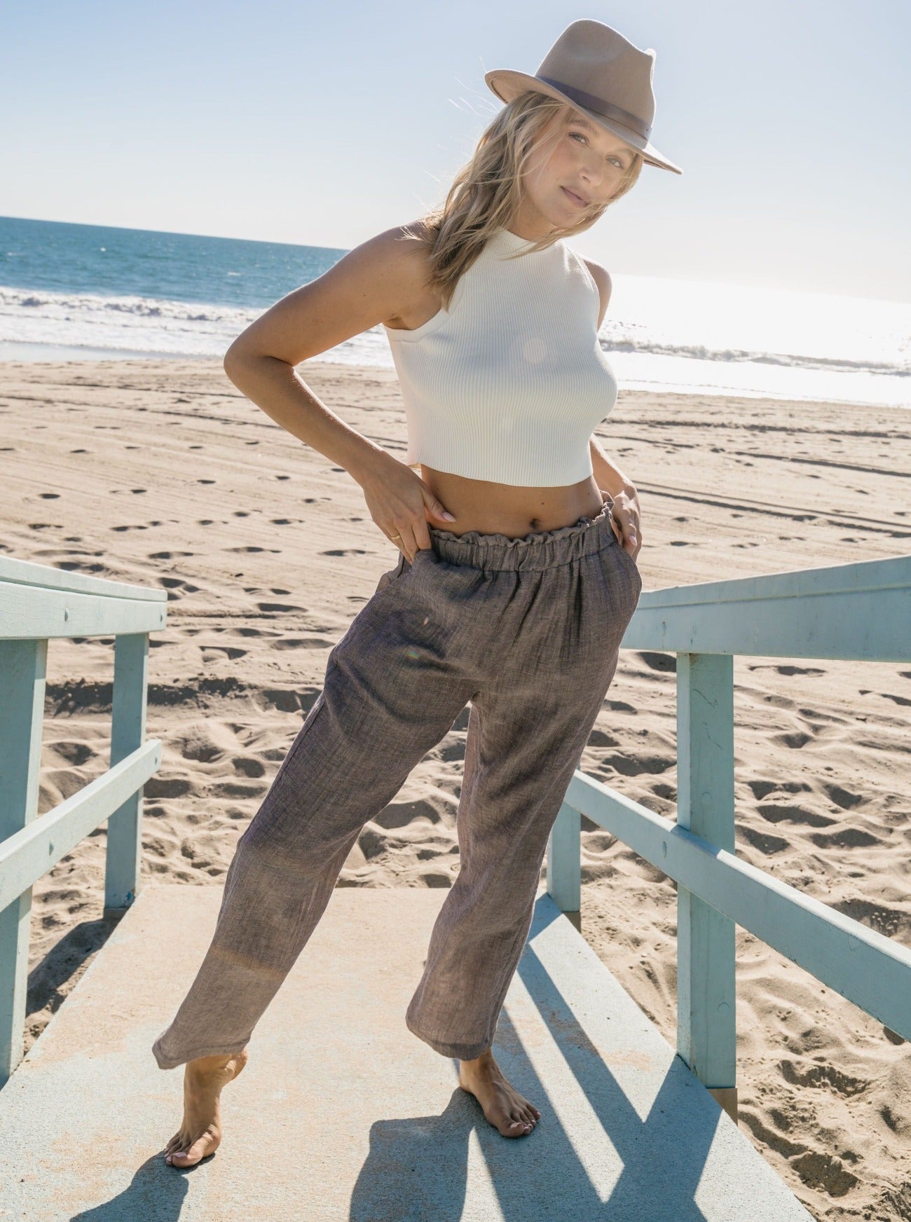 cardiff walnut gauze beach pant