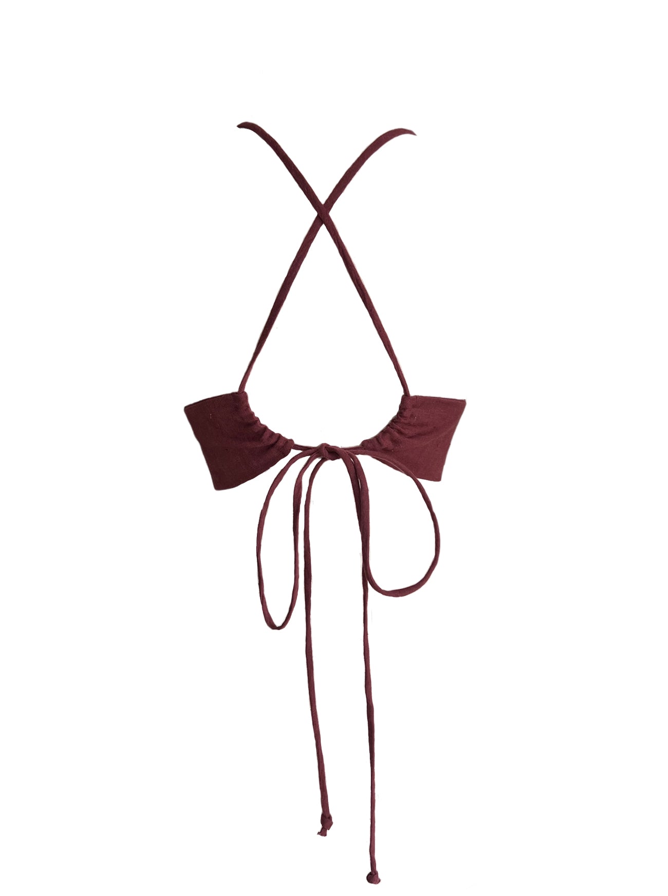 dora claret linen bralette back view