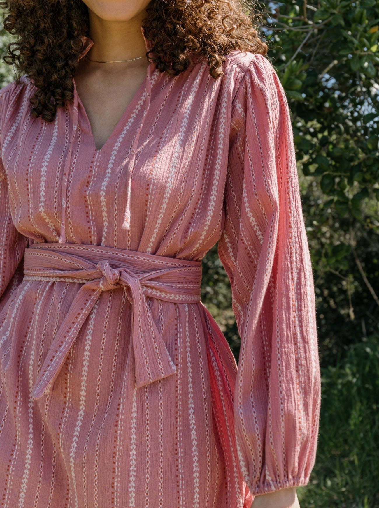 dusty rose brett dress belted