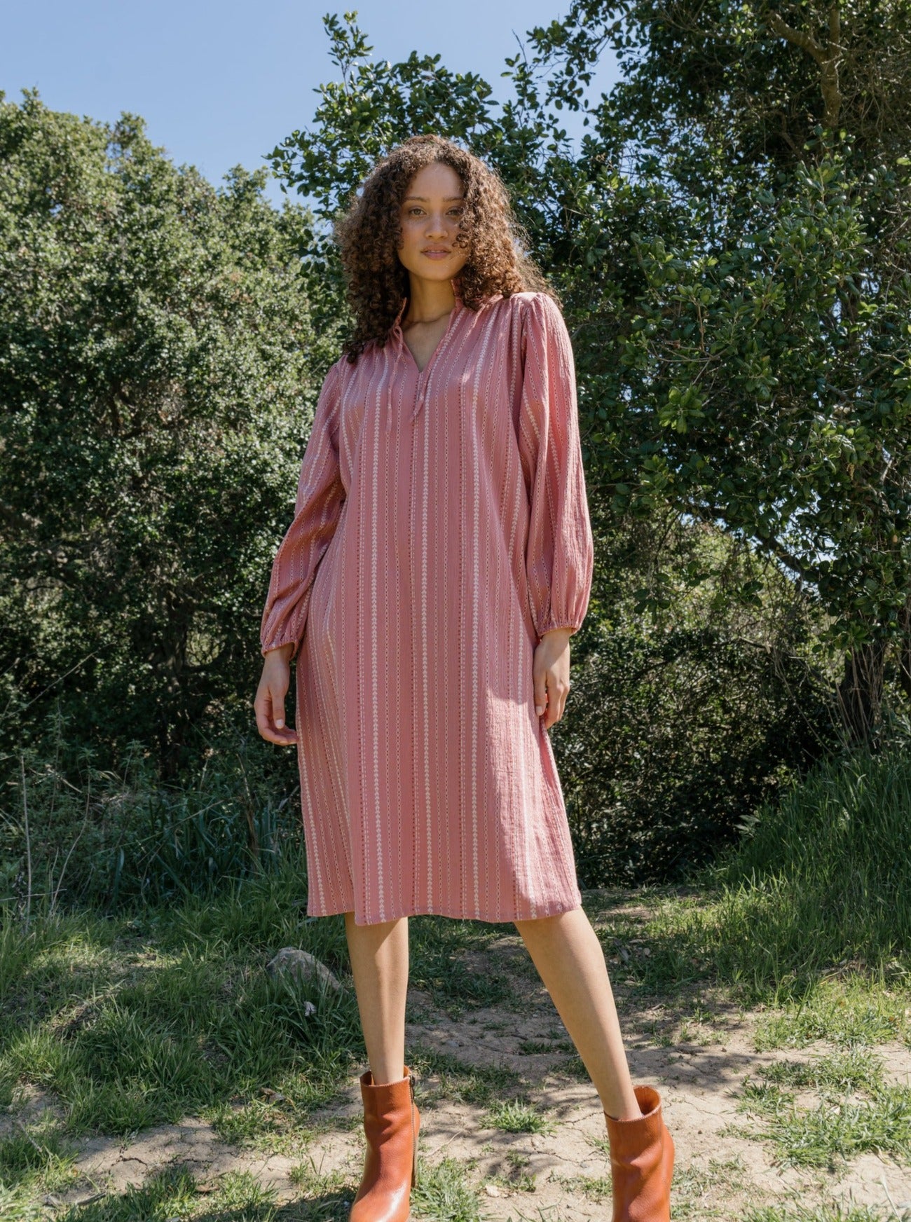 dusty rose brett dress