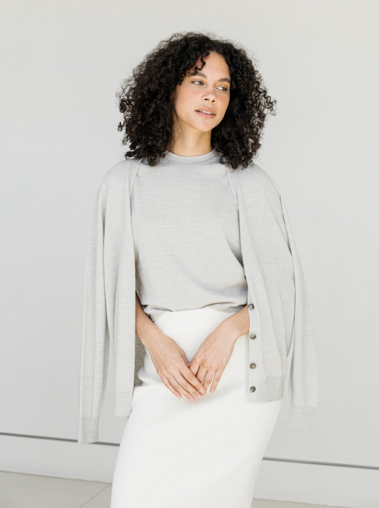 gillian silver 3D knit twinset