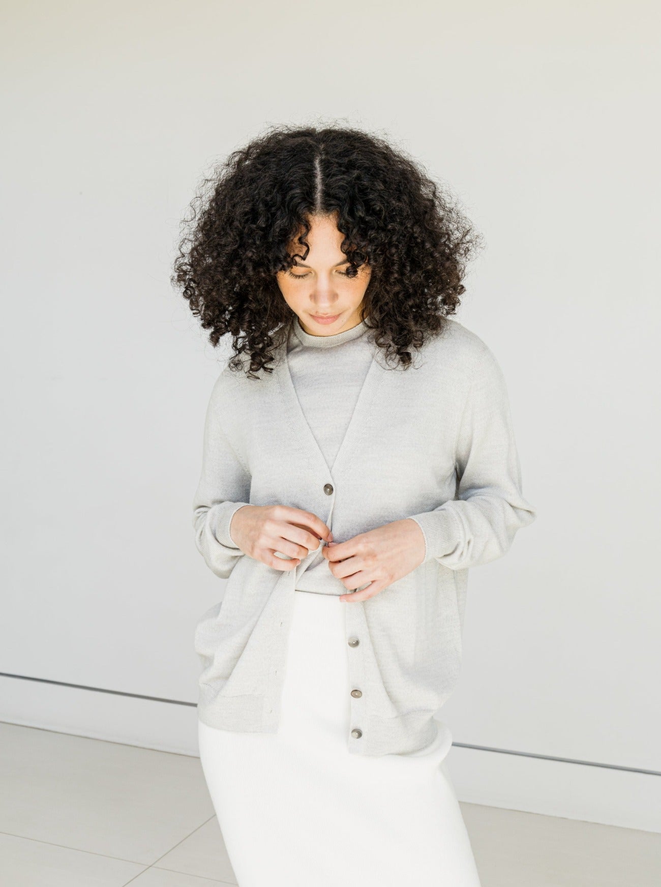 gillian silver grey buttoned cardigan