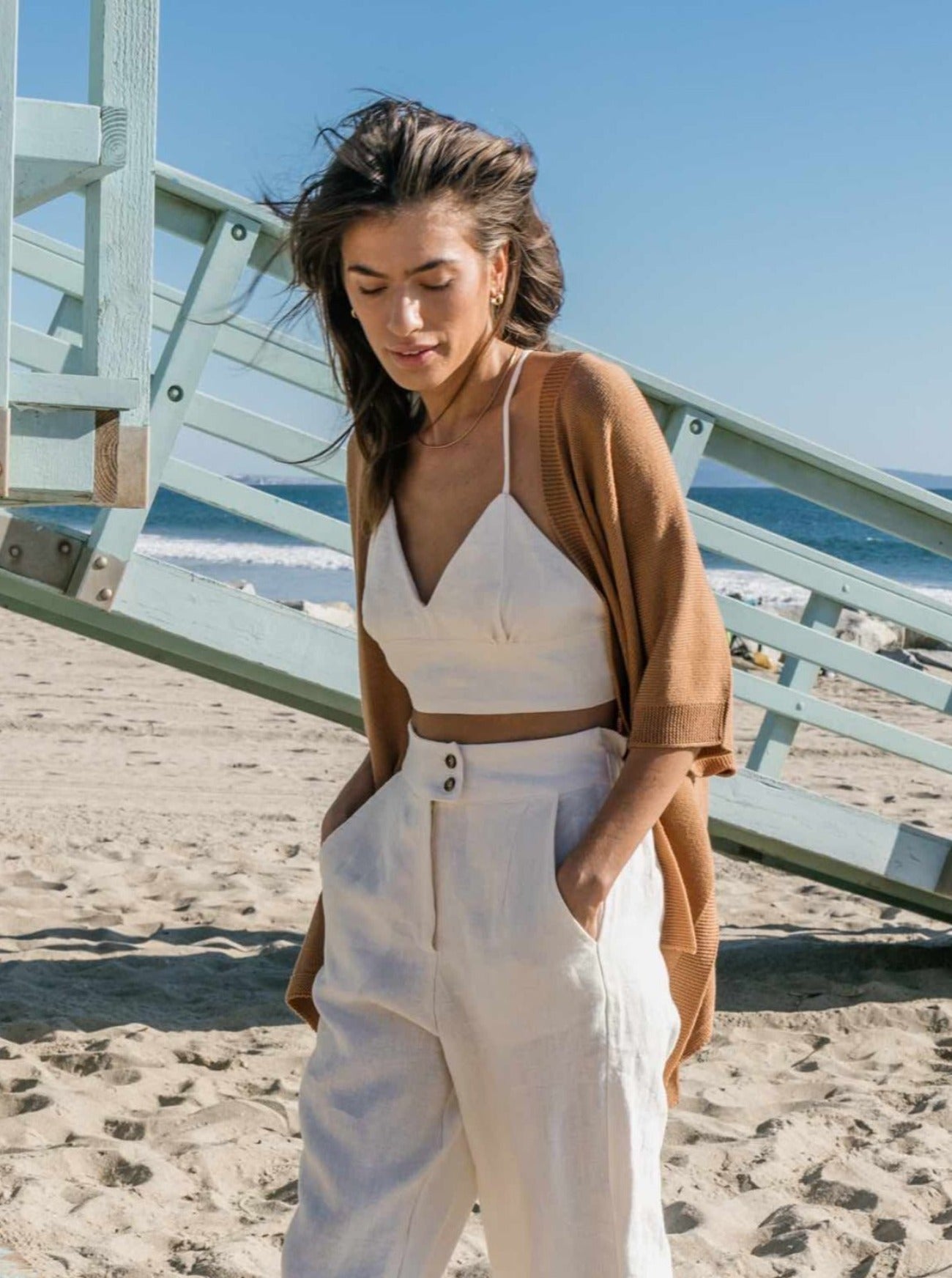 dora ivory linen bralette