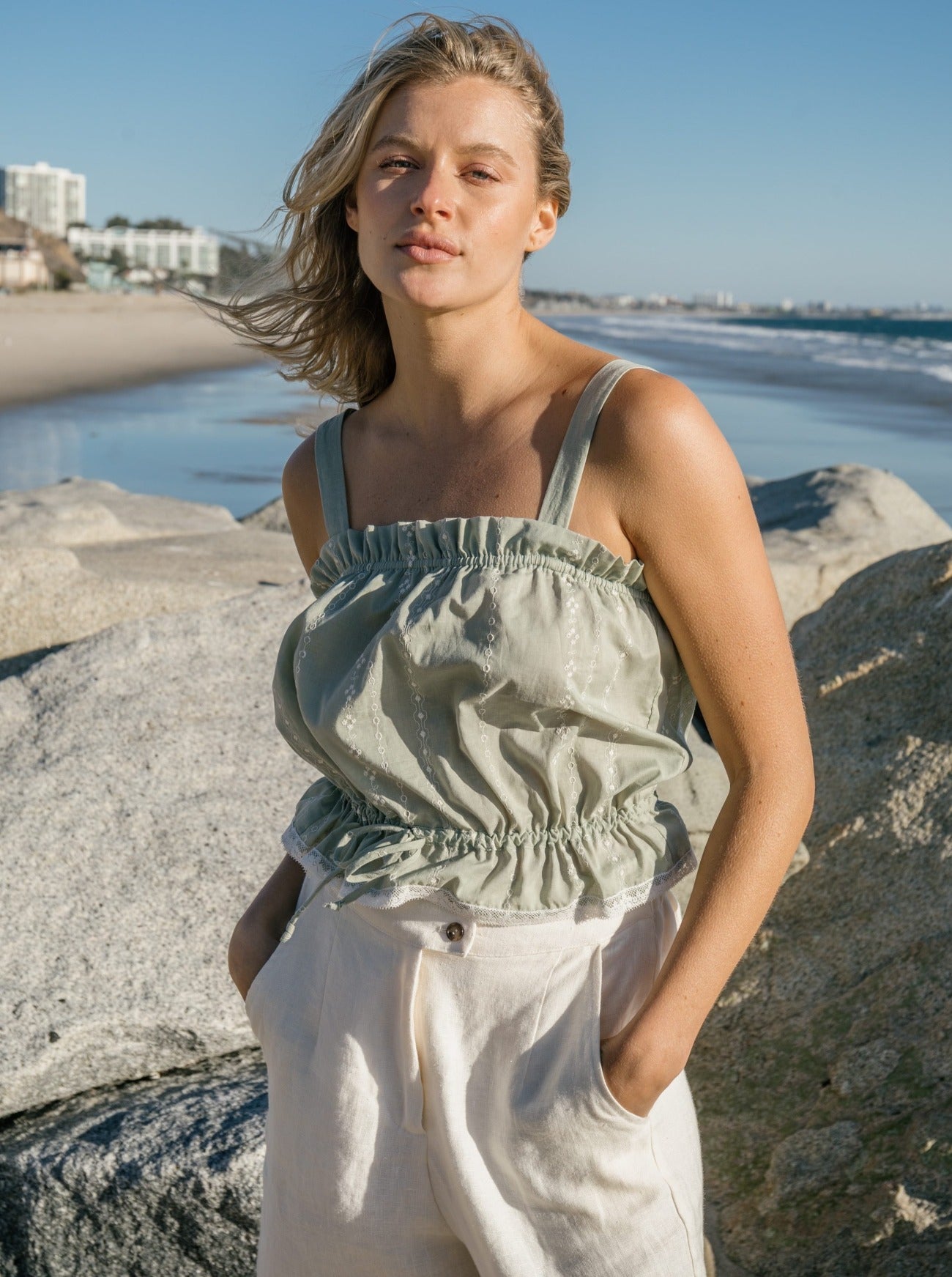 julia sage embroidered cotton tank
