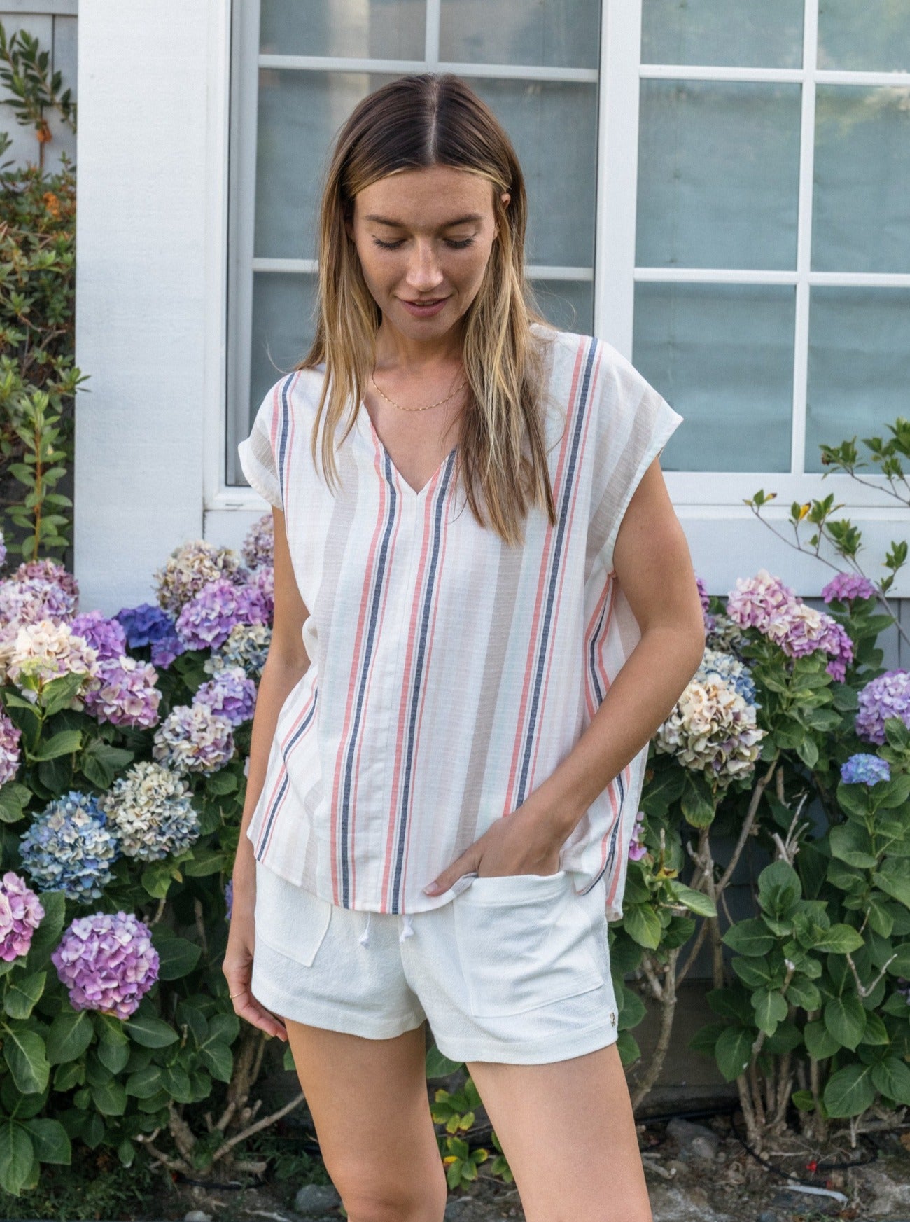 khaki stripe top