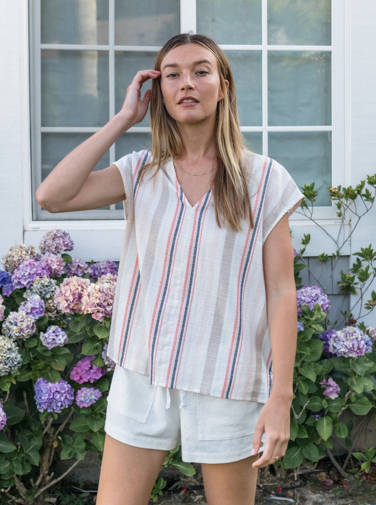 khaki stripe top