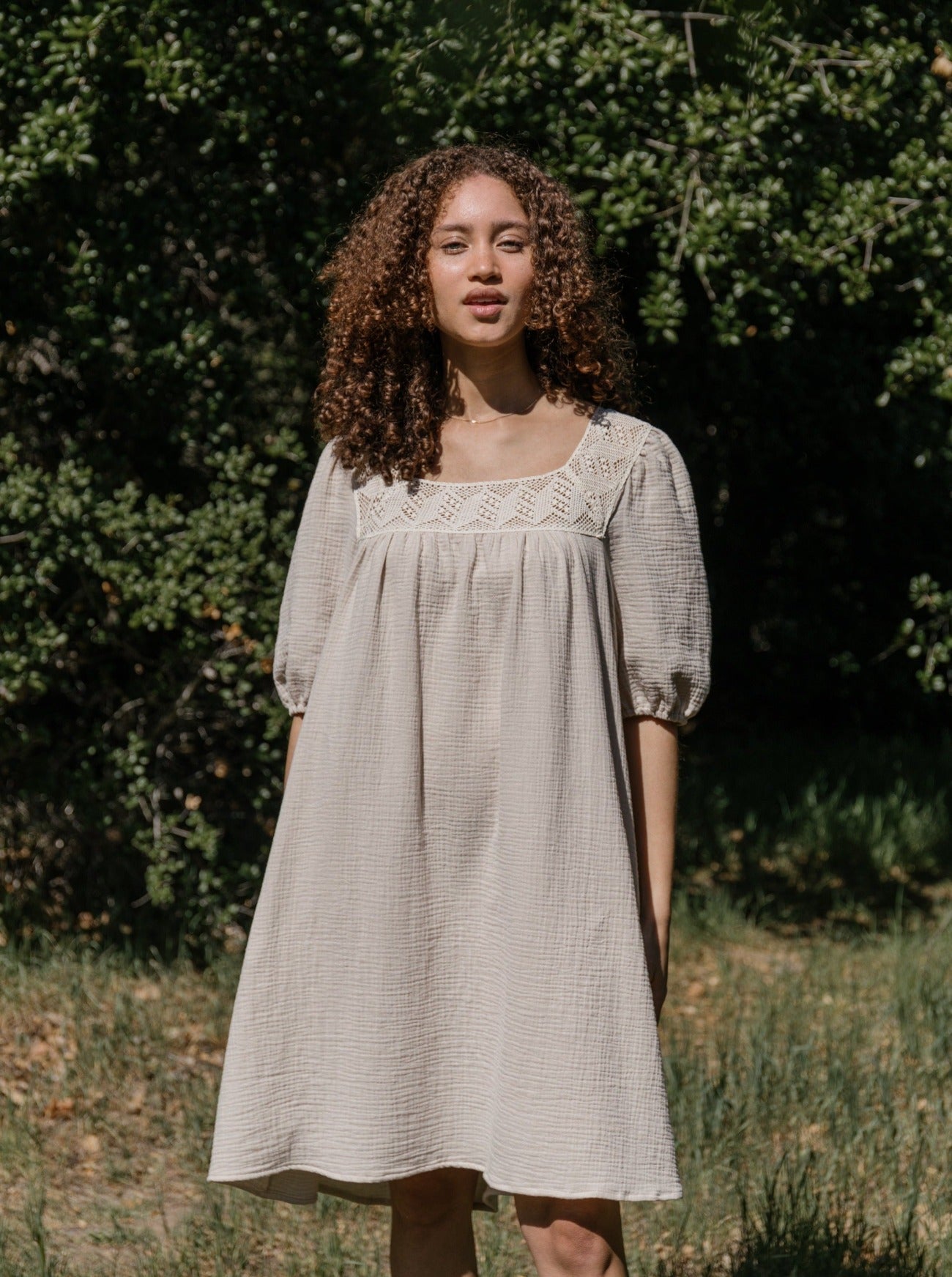 white christmas dresses Lily Tiered Gauze Midi Dress main image 0