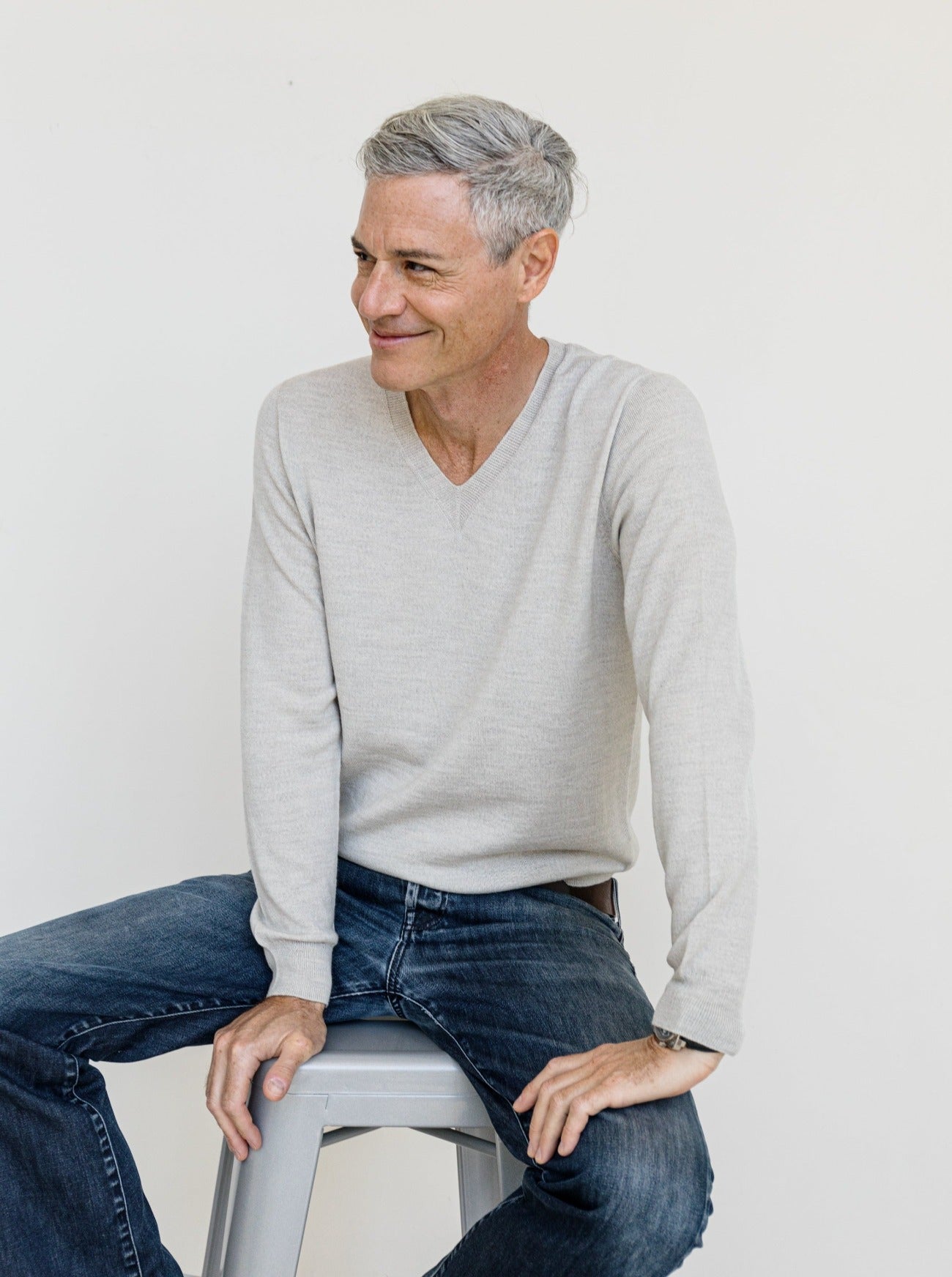 mens ventura vneck silver sweater