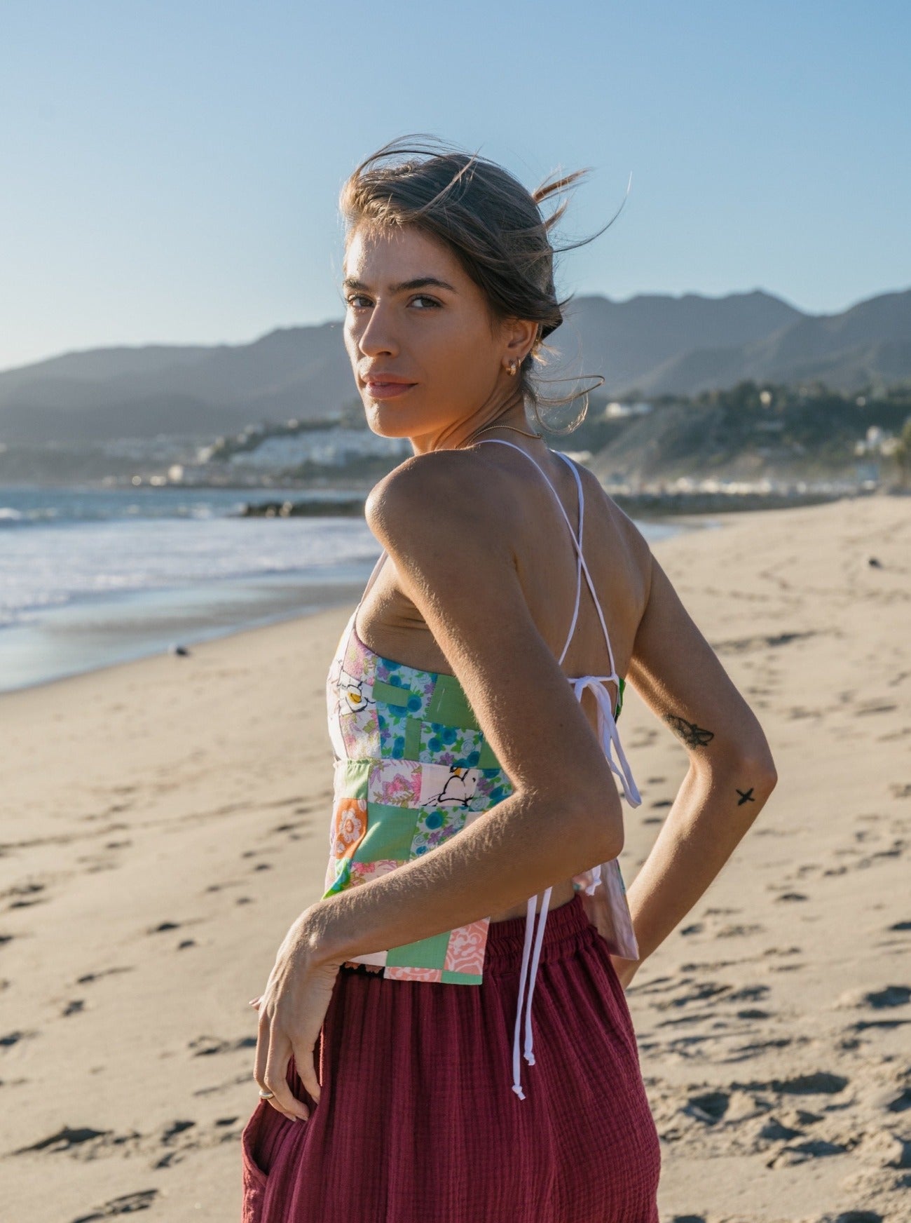 meredith patchwork backless halter top