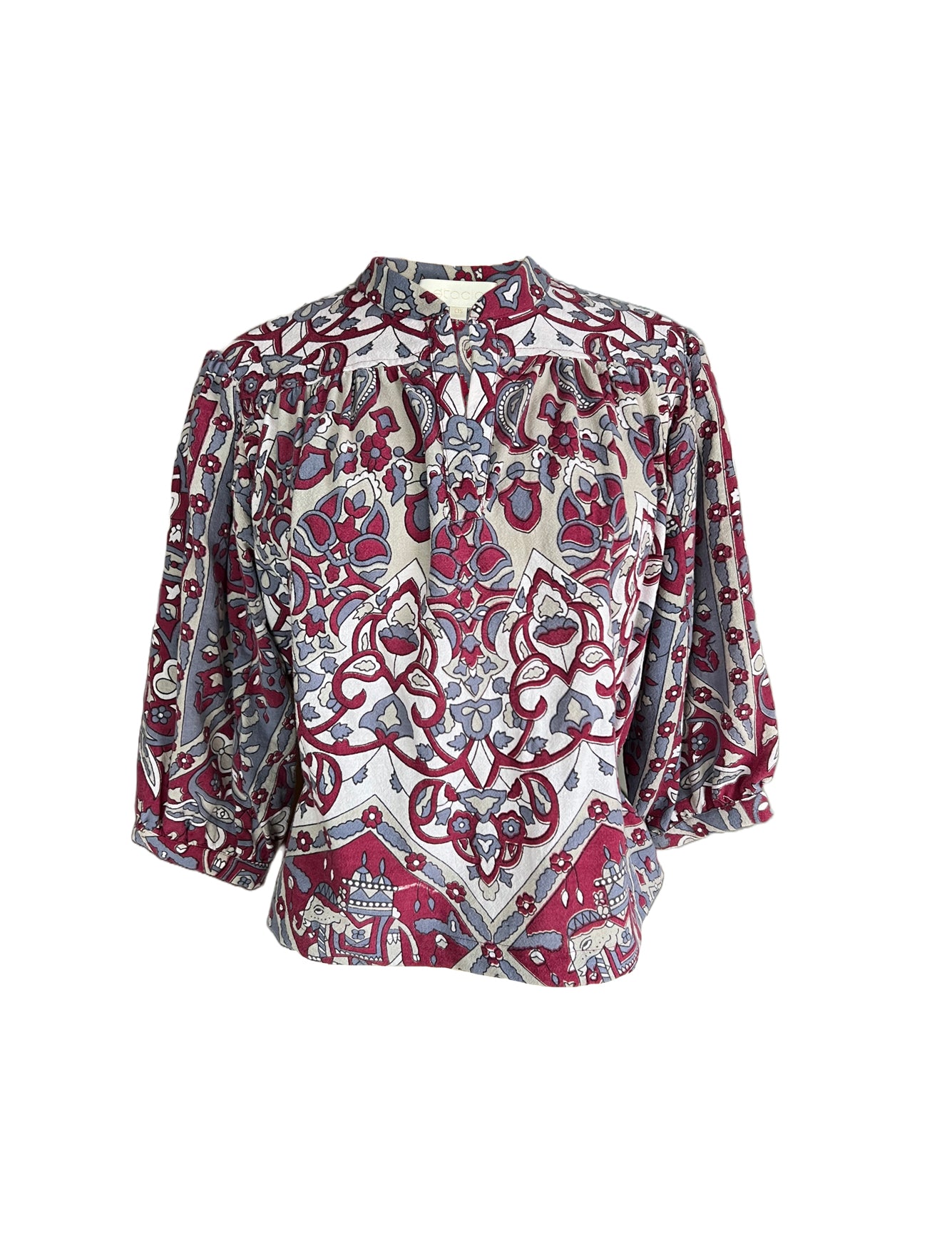 mesa maroon ikat top front view