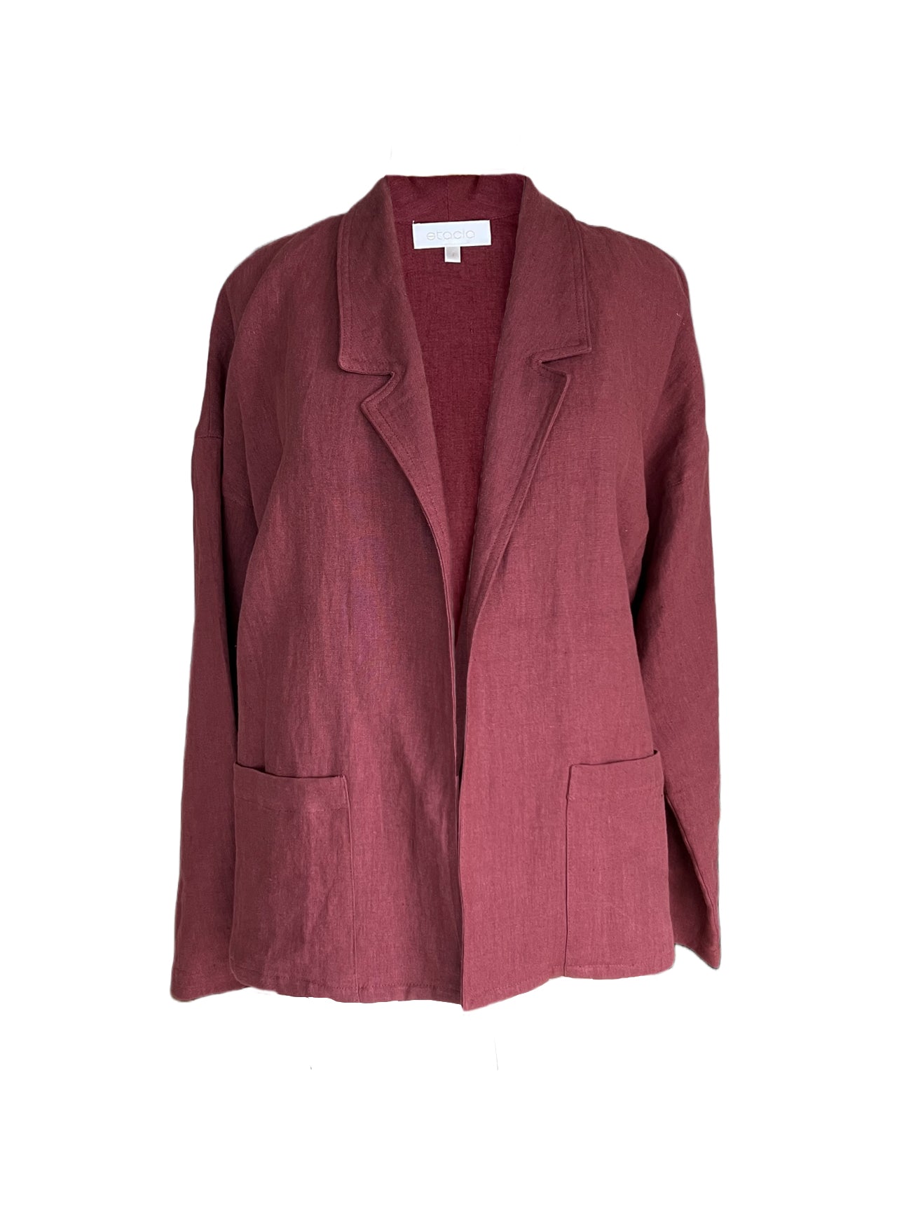 monterey claret linen blazer front view