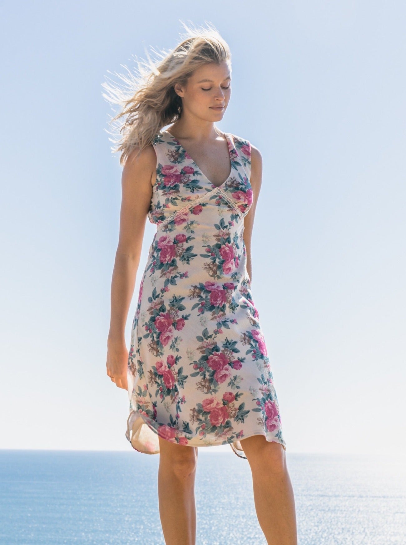 riley garden print bias dress