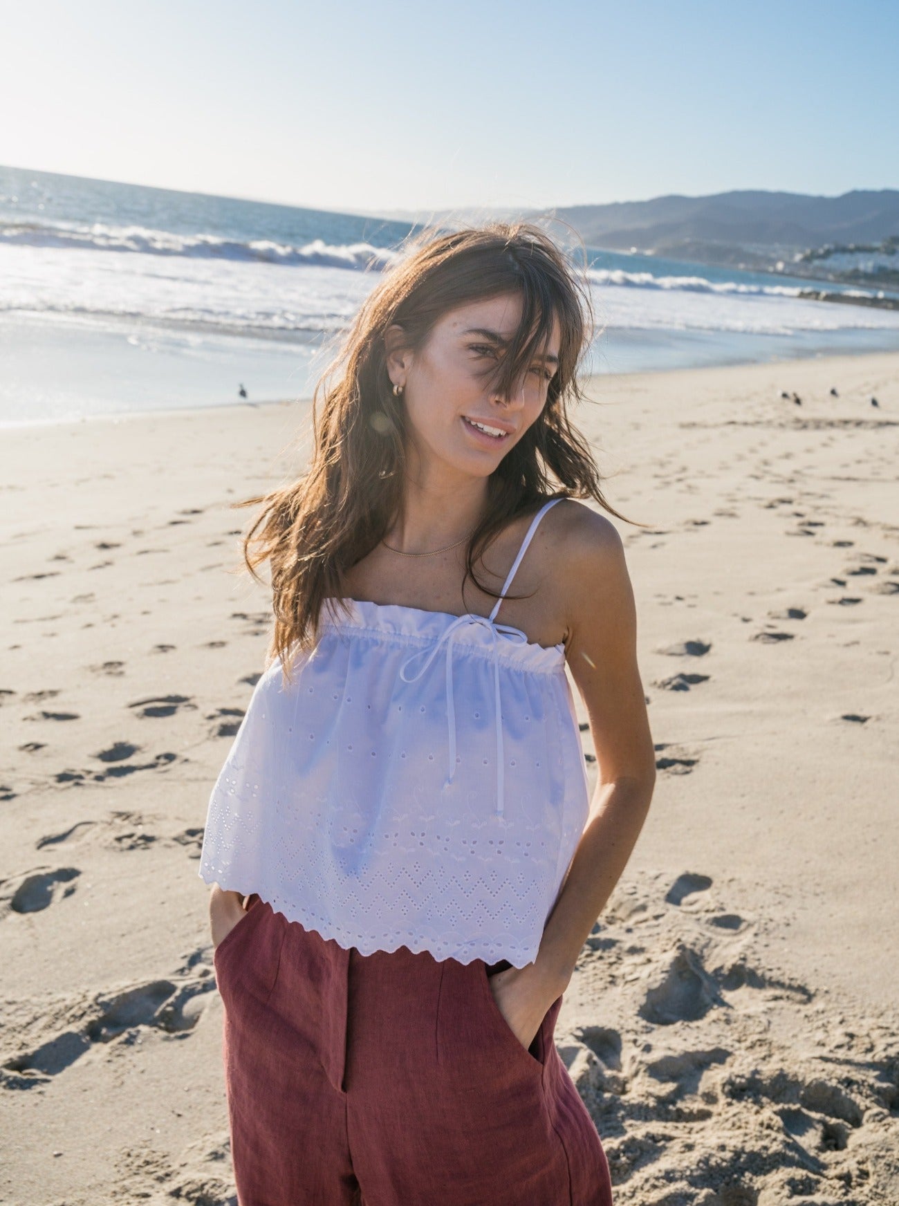 rita white eyelet top front
