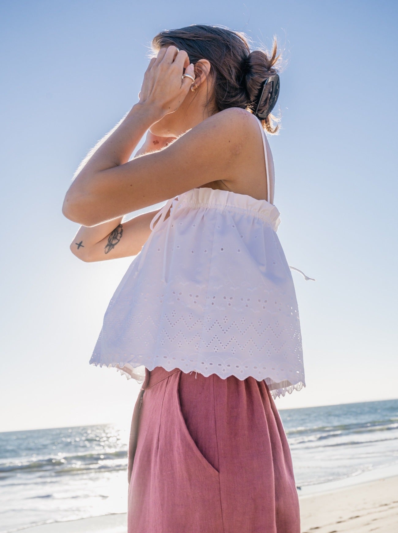 rita white eyelet top