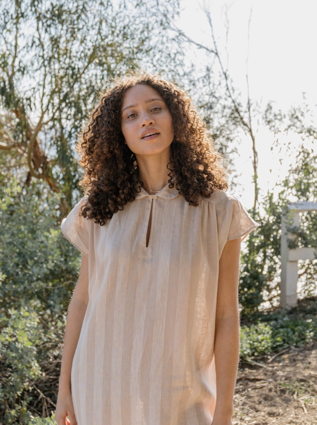 sand stripe martin dress closeup