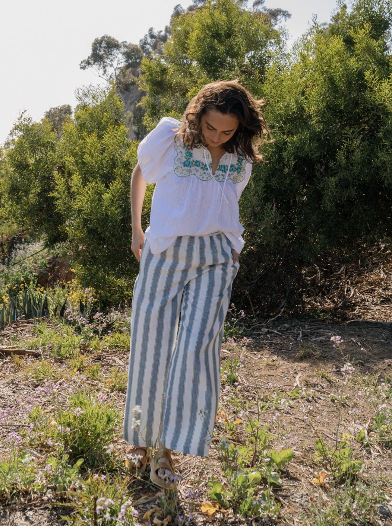 teal stripe pant