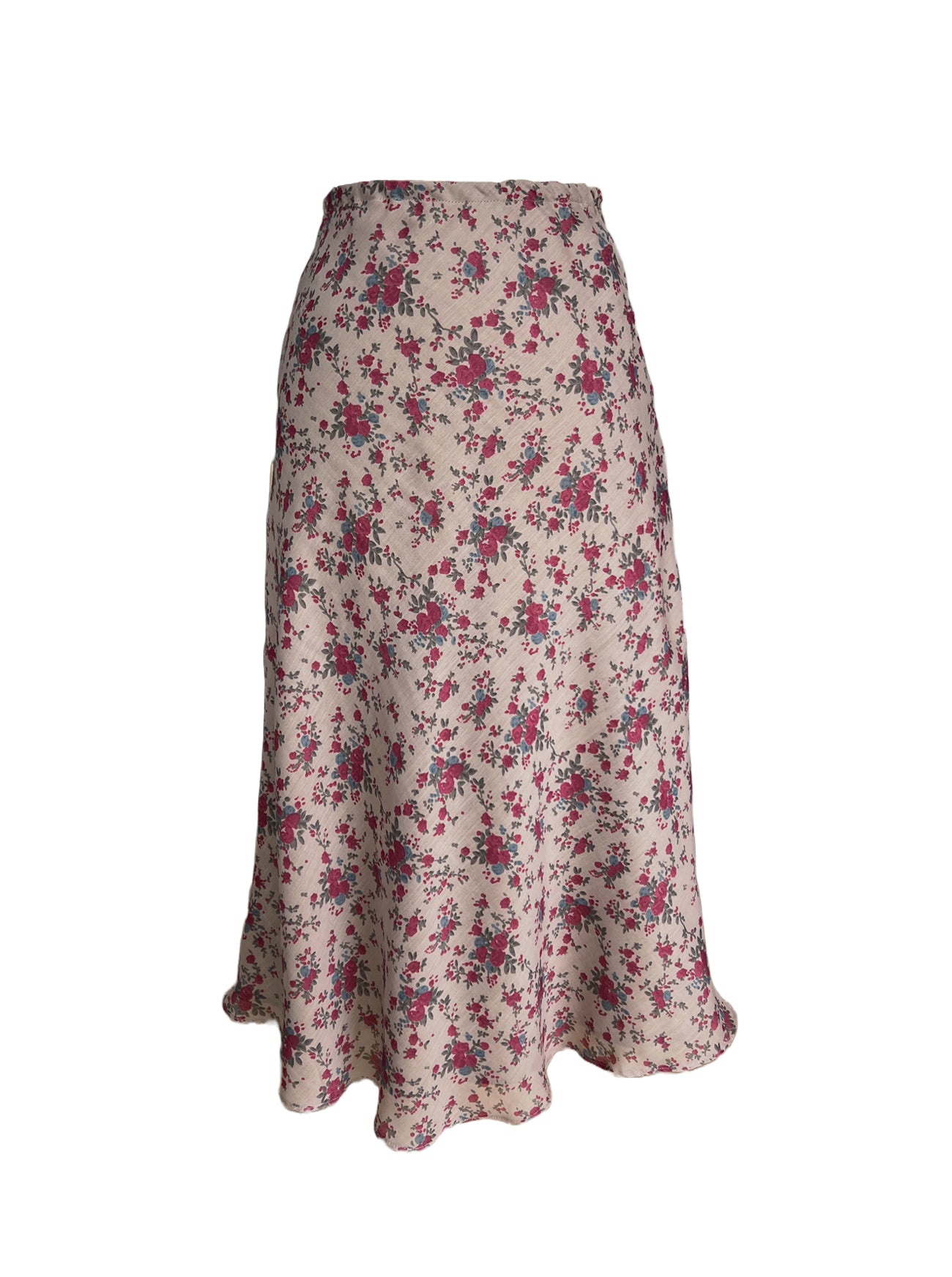 tess rose print voile bias skirt front view
