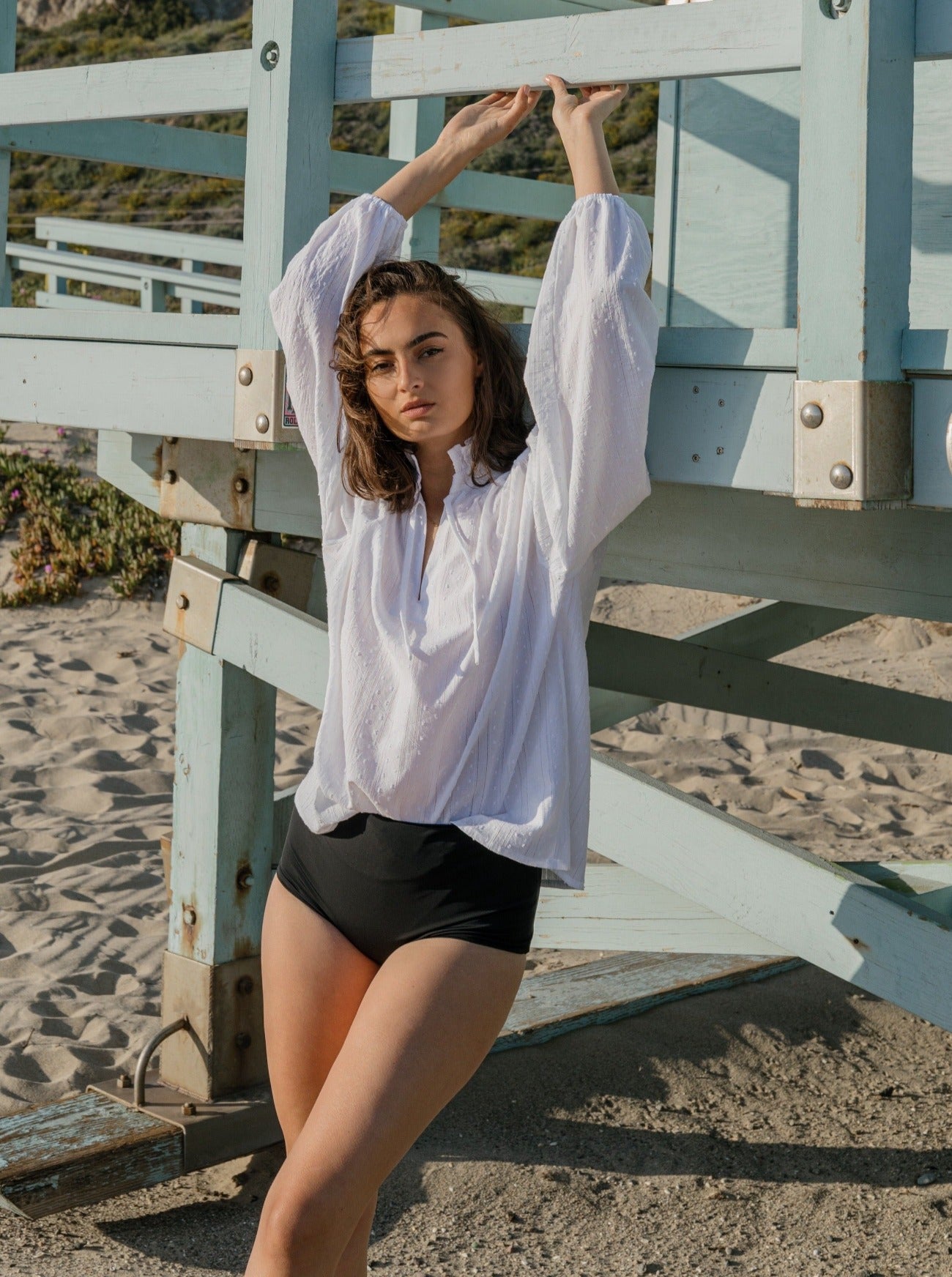 white brett shirt