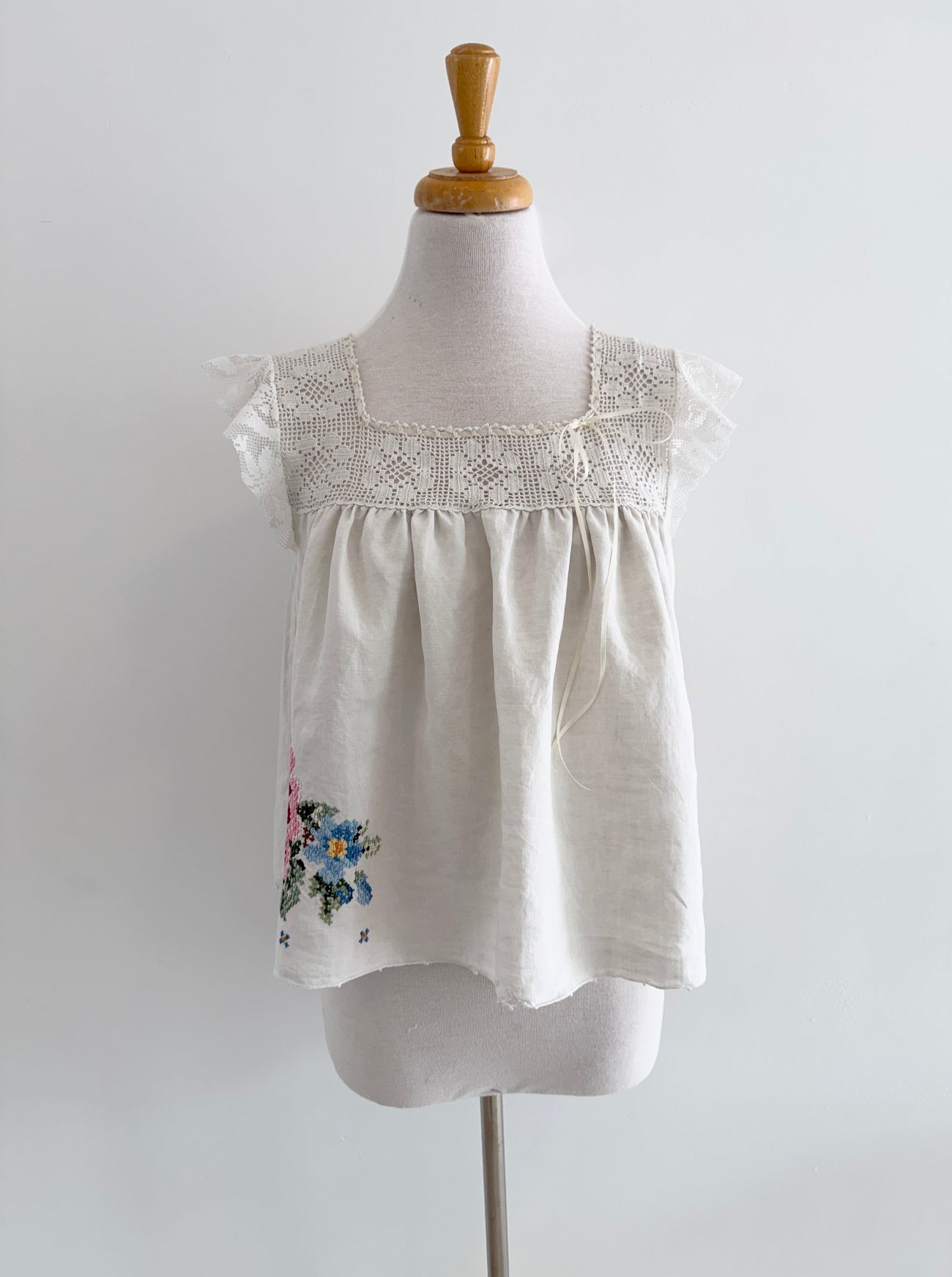 Crochet blouse on form