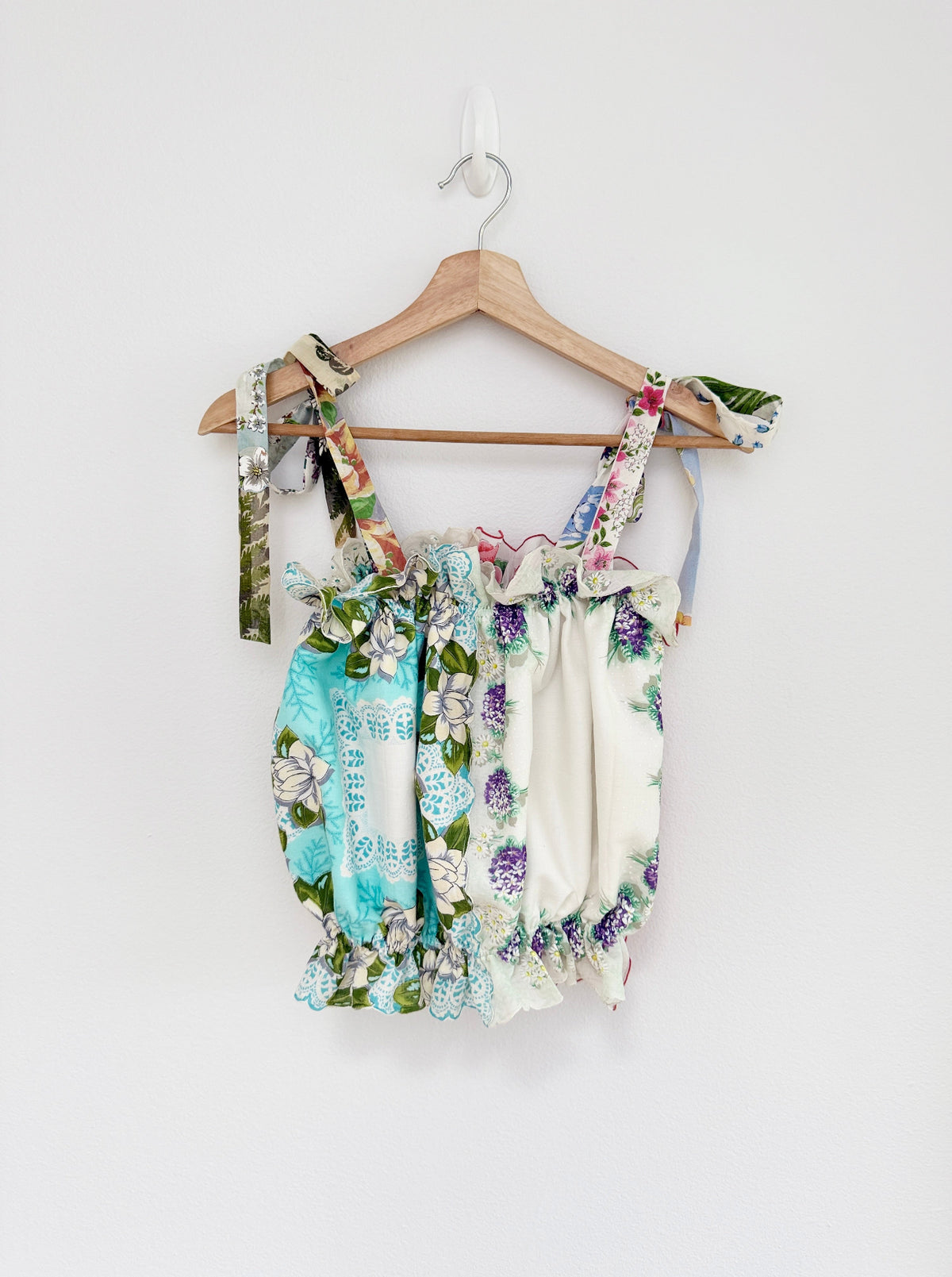 tie shoulder tank top made from vintage hankies