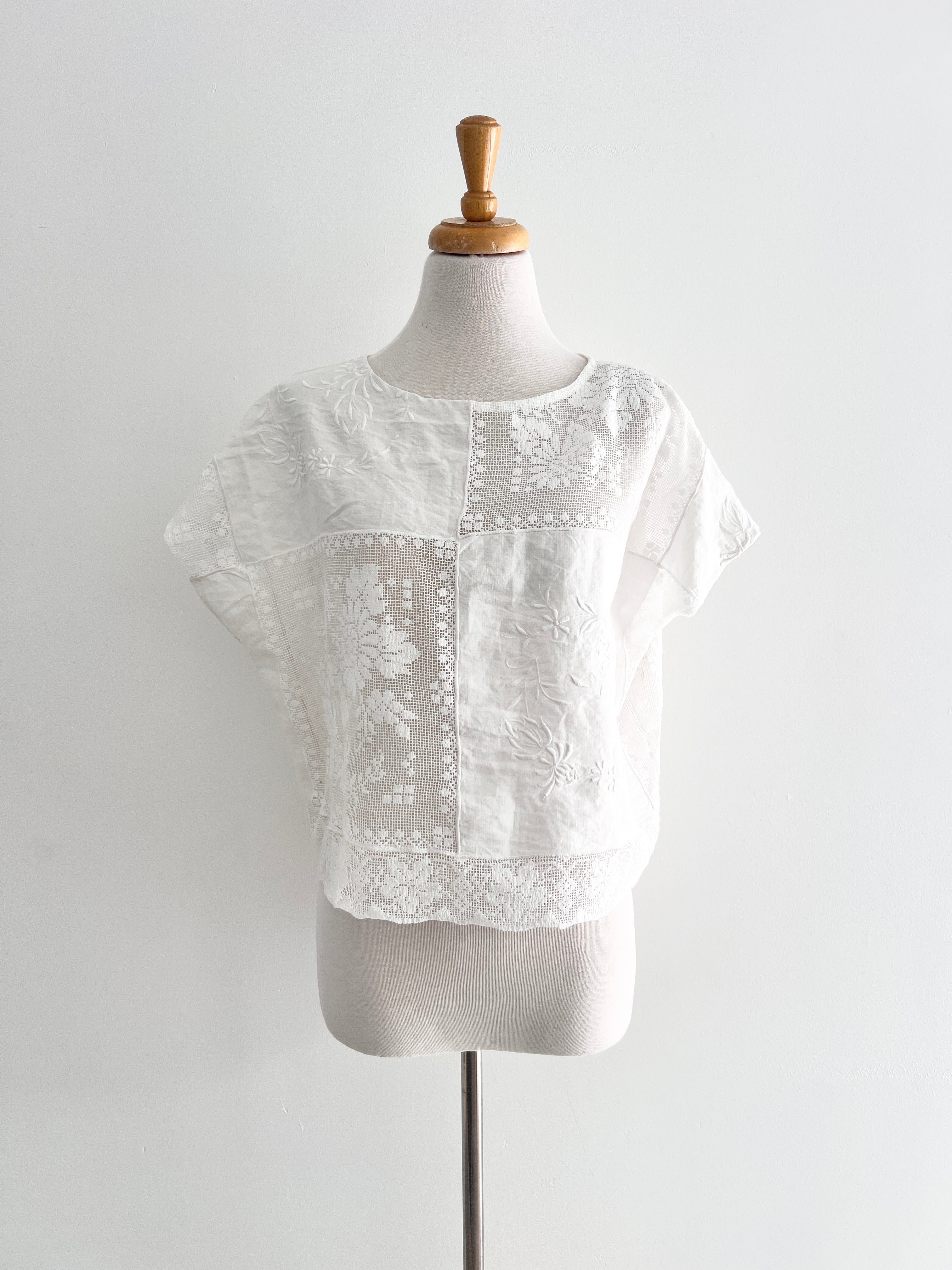 alma antique lace blouse front view