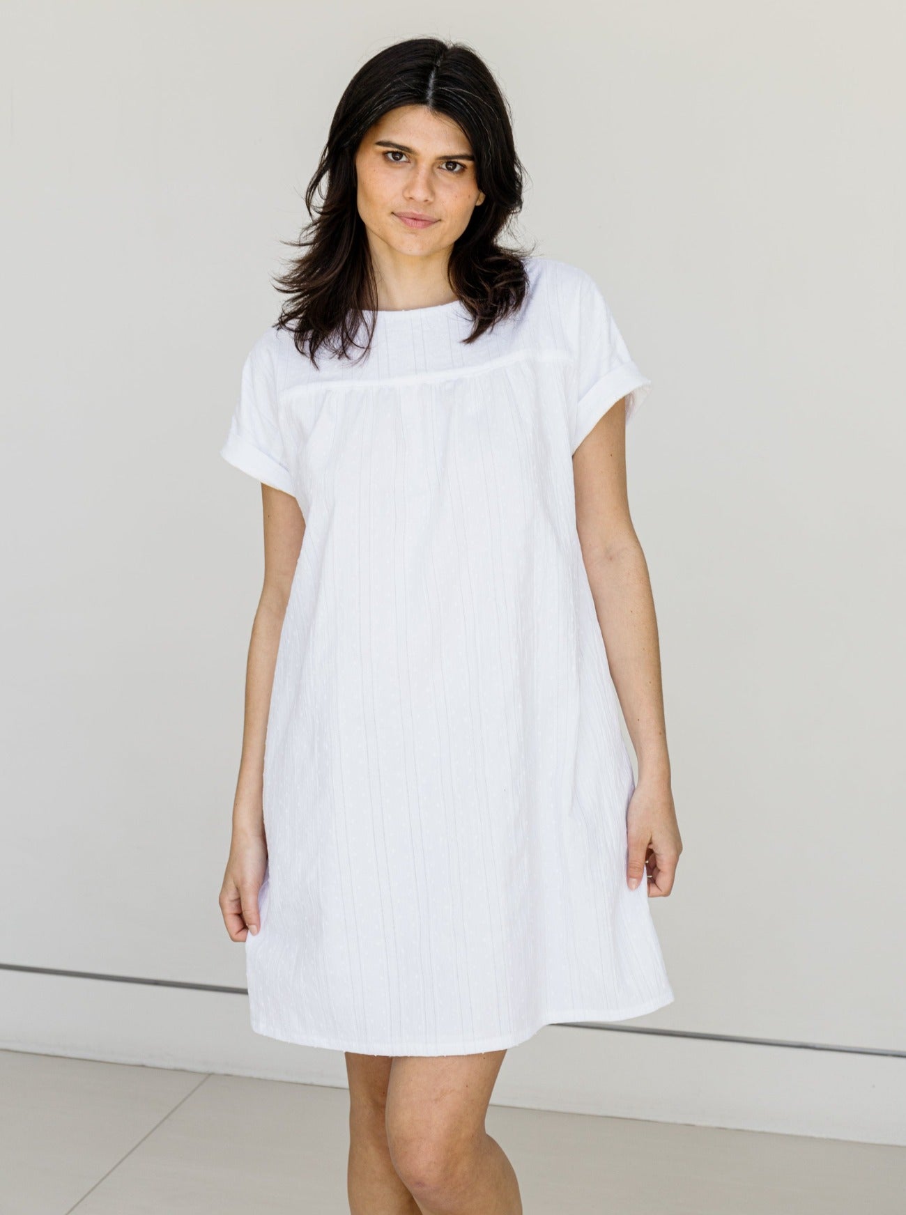 audrey white shift dress