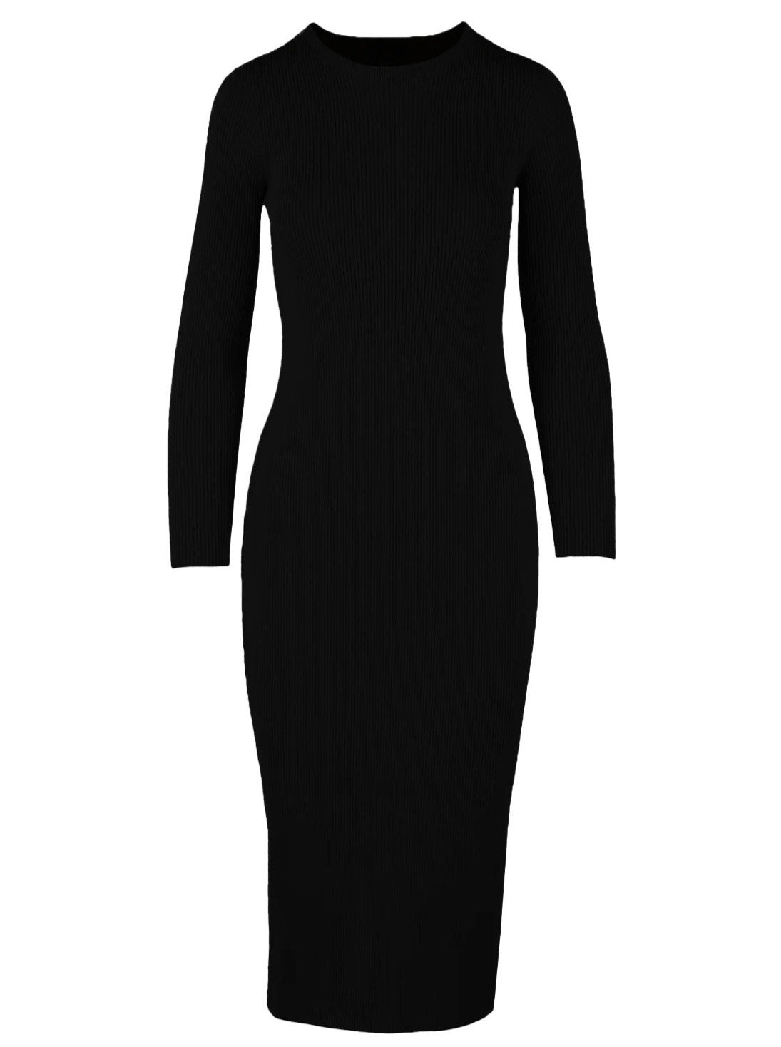 geneva long sleeve black knit dress