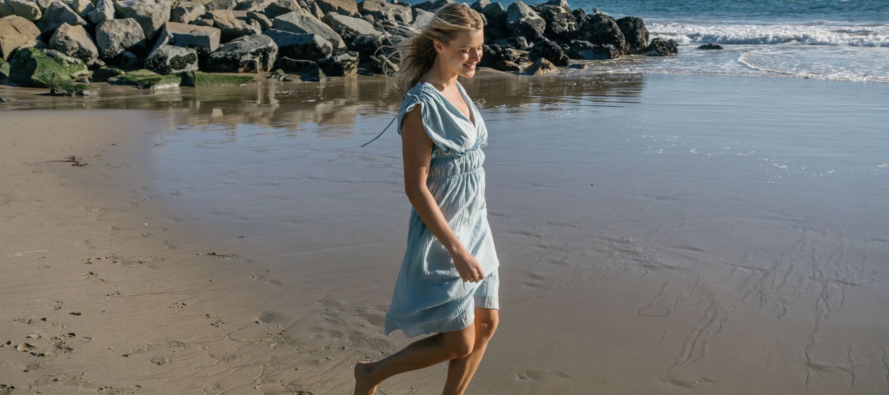 stacia blue goddess beach dress