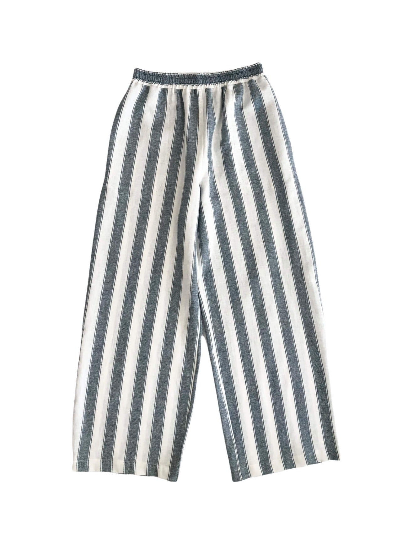 teal stripe laguna cotton linen pants